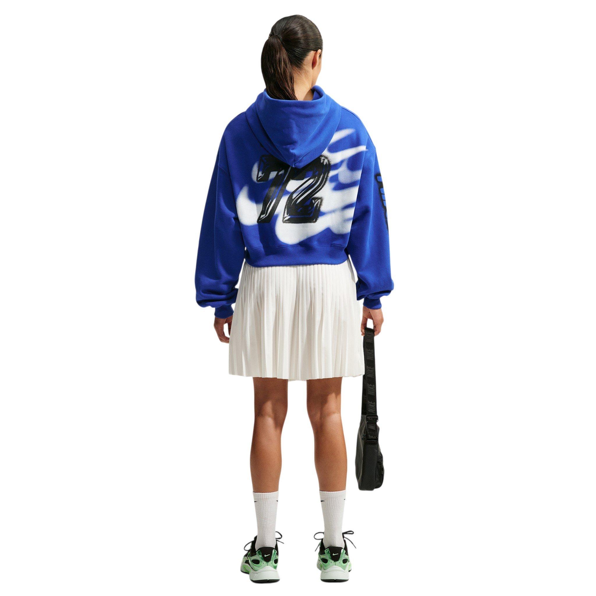 Nike Women's Studio Fleece Med-Weight Cropped Oversized Pullover Hoodie - Royal - ROYAL
