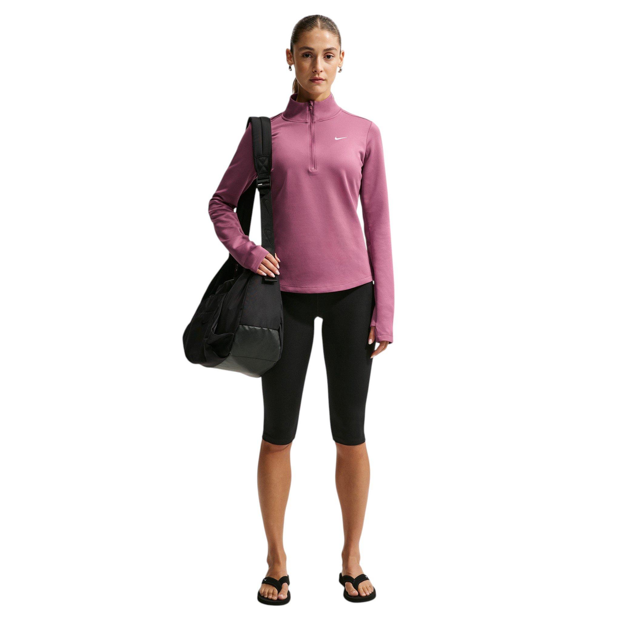 Nike Women's One Therma-FIT 1/2 Zip Mid Layer Top - Pink/White - PINK/WHITE