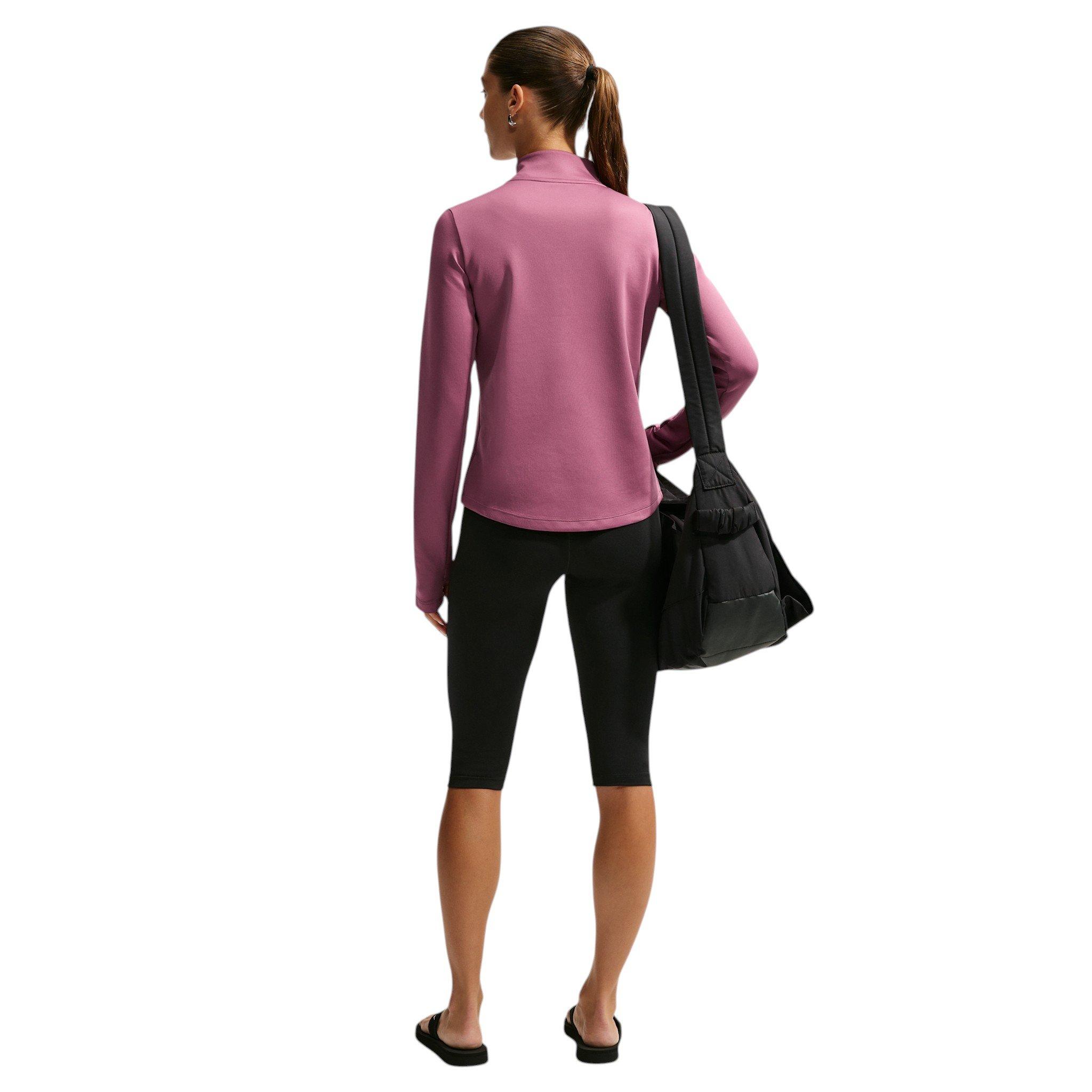 Nike Women's One Therma-FIT 1/2 Zip Mid Layer Top - Pink/White - PINK/WHITE