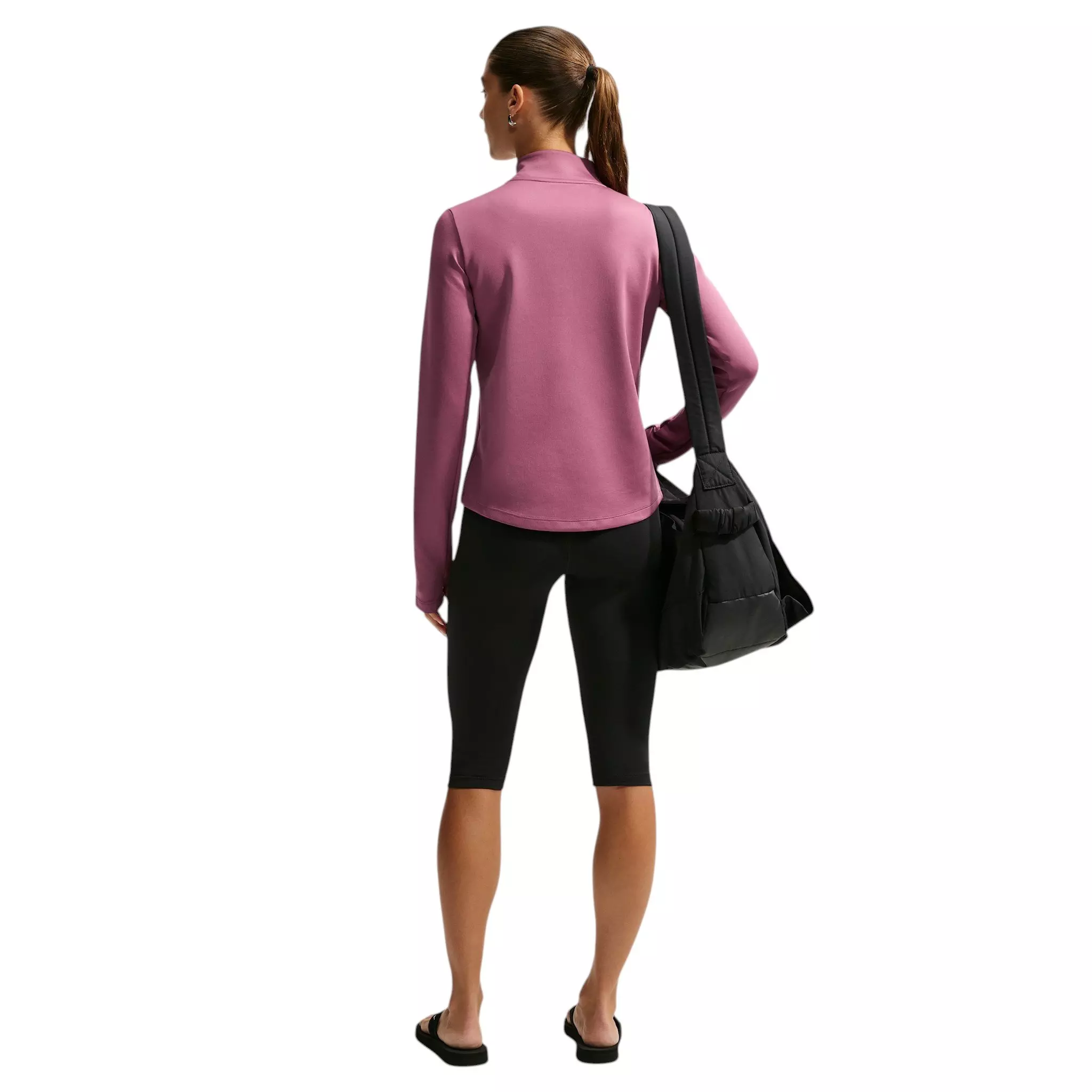 Nike Women's One Therma-FIT 1/2 Zip Mid Layer Top - Pink/White - PINK/WHITE
