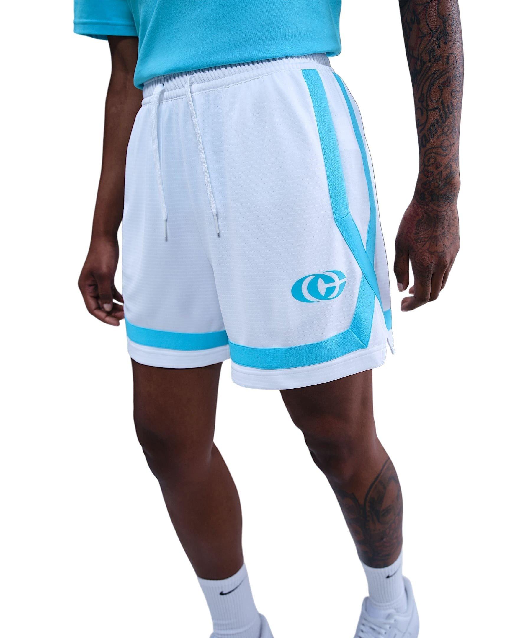 Nike Unisex Caitlin Clark Crossover Dri-FIT 5" Basketball Shorts - White/Blue - WHITE/BLUE Thumbnail View 1