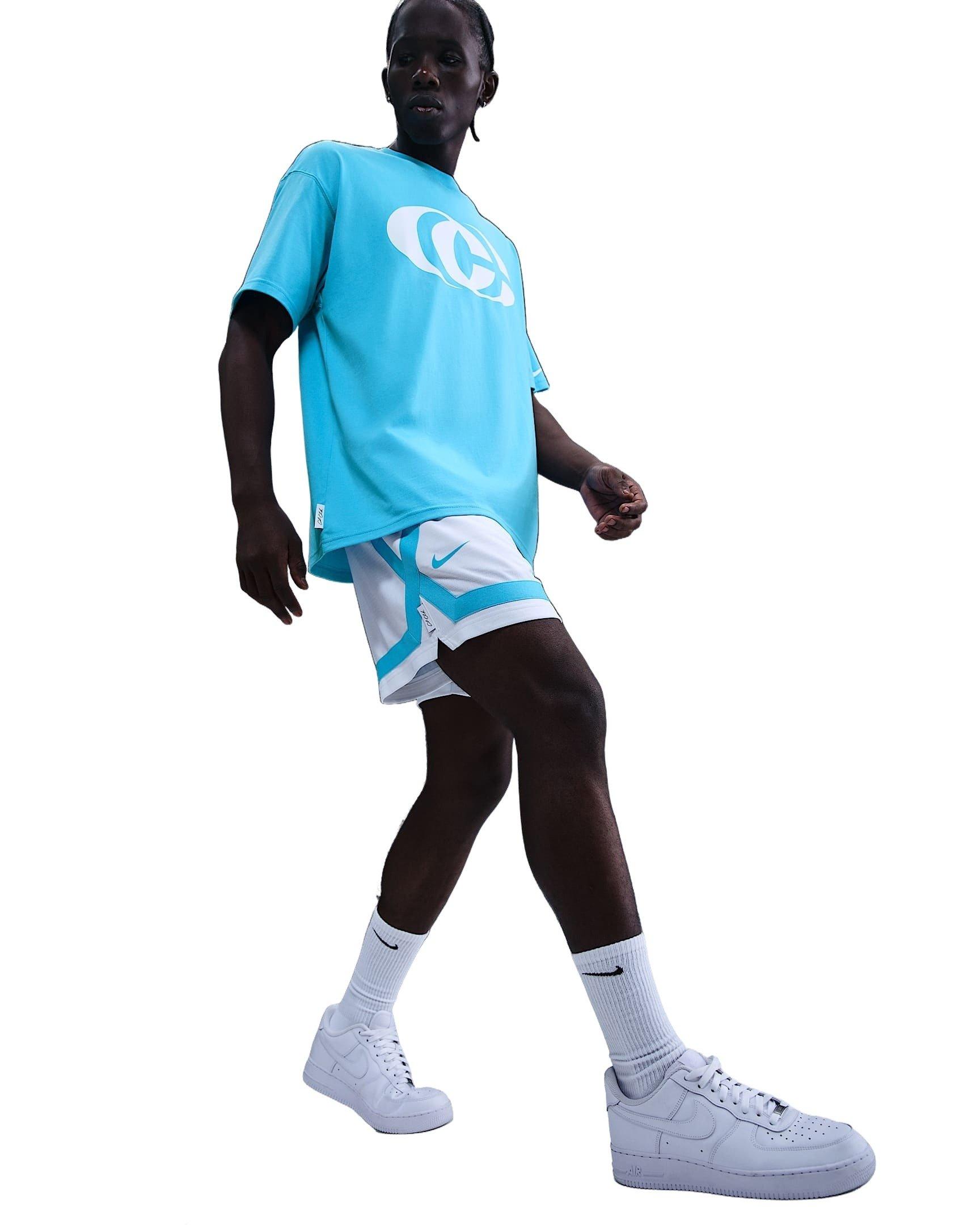 Nike Unisex Caitlin Clark Crossover Dri-FIT 5" Basketball Shorts -White/Blue - WHITE/BLUE Thumbnail View 4