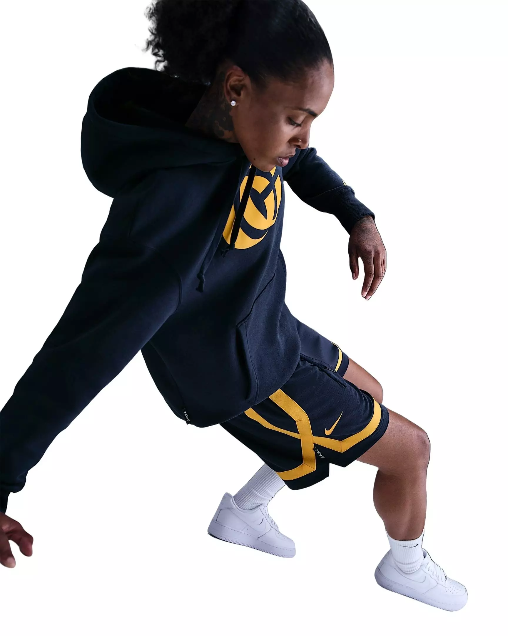 Nike Unisex Caitlin Clark Crossover Dri-FIT 5" Basketball Shorts -Navy/Yellow - NAVY/YELLOW