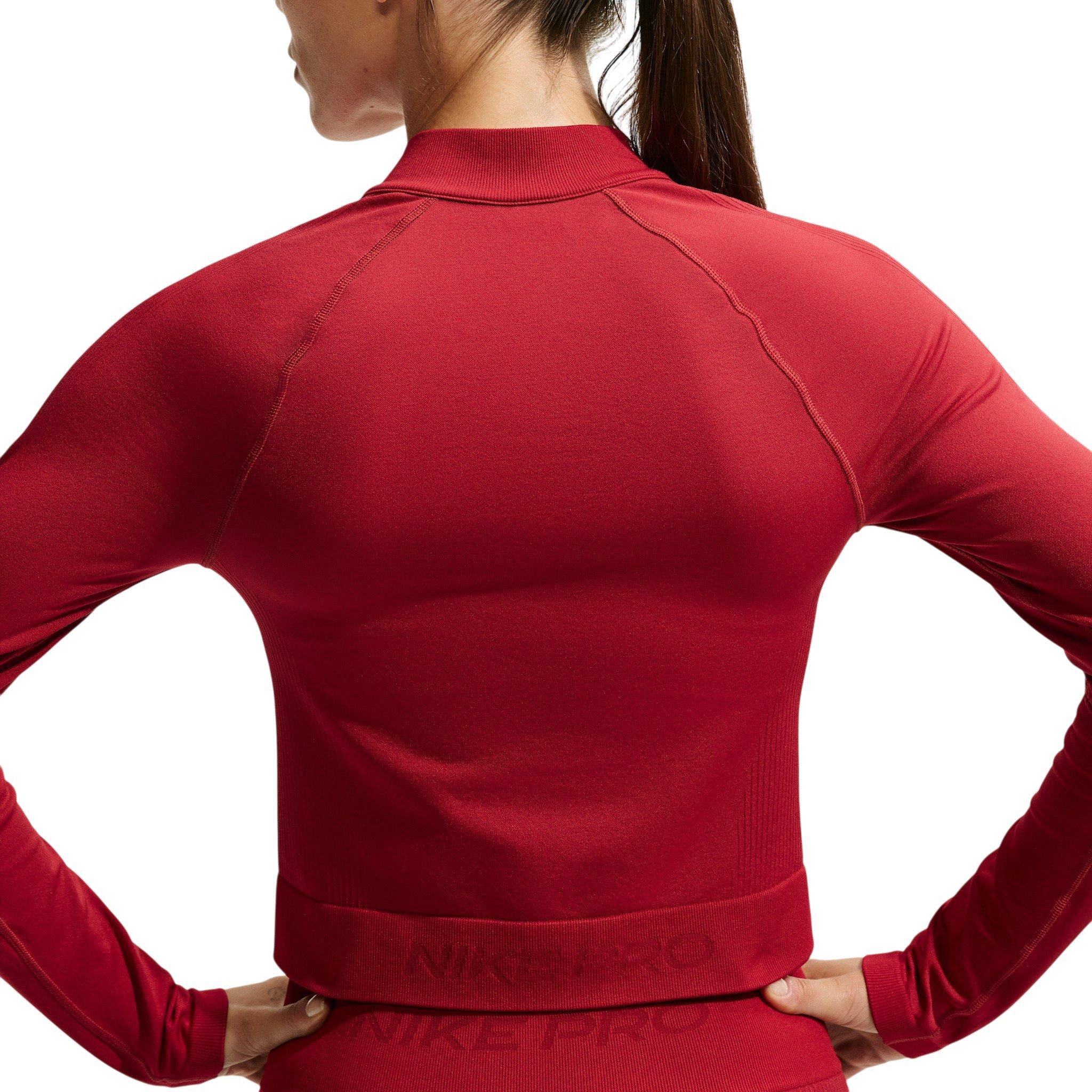 Nike Women's Pro Seamless Full-Zip Training Top - Red - RED Thumbnail View 2