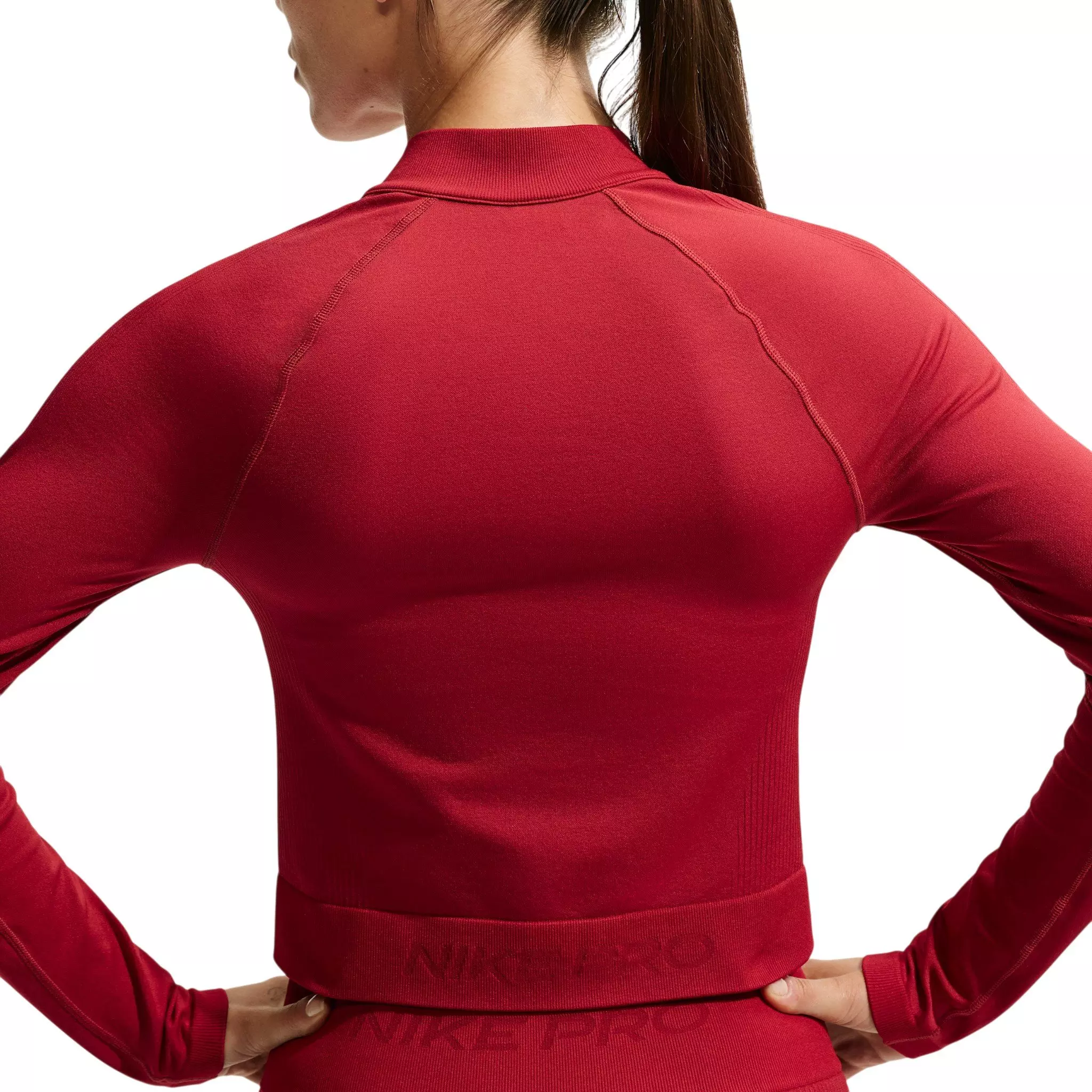 Nike Women's Pro Seamless Full-Zip Training Top - Red - RED