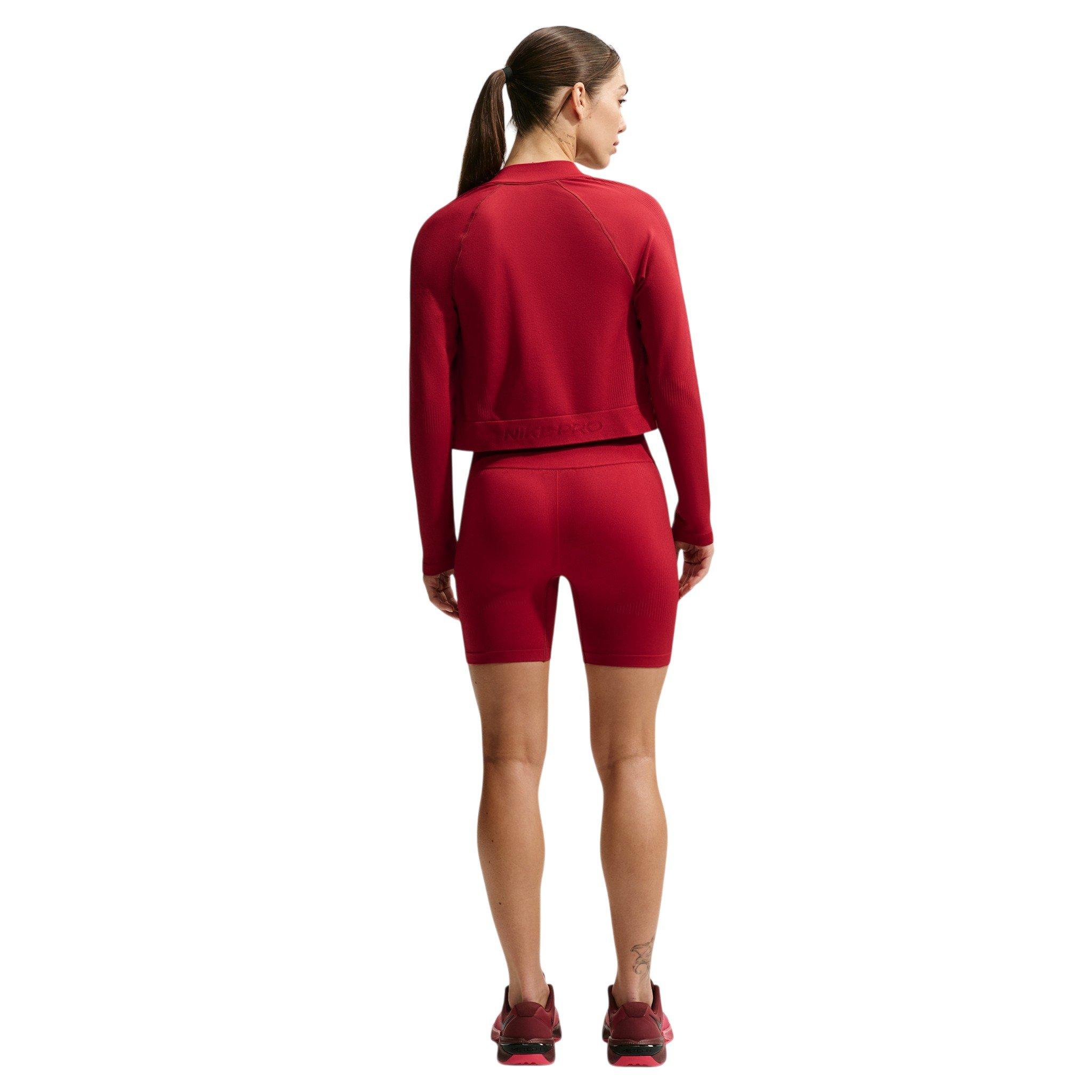 Nike Women's Pro Seamless Full-Zip Training Top - Red - RED Thumbnail View 5