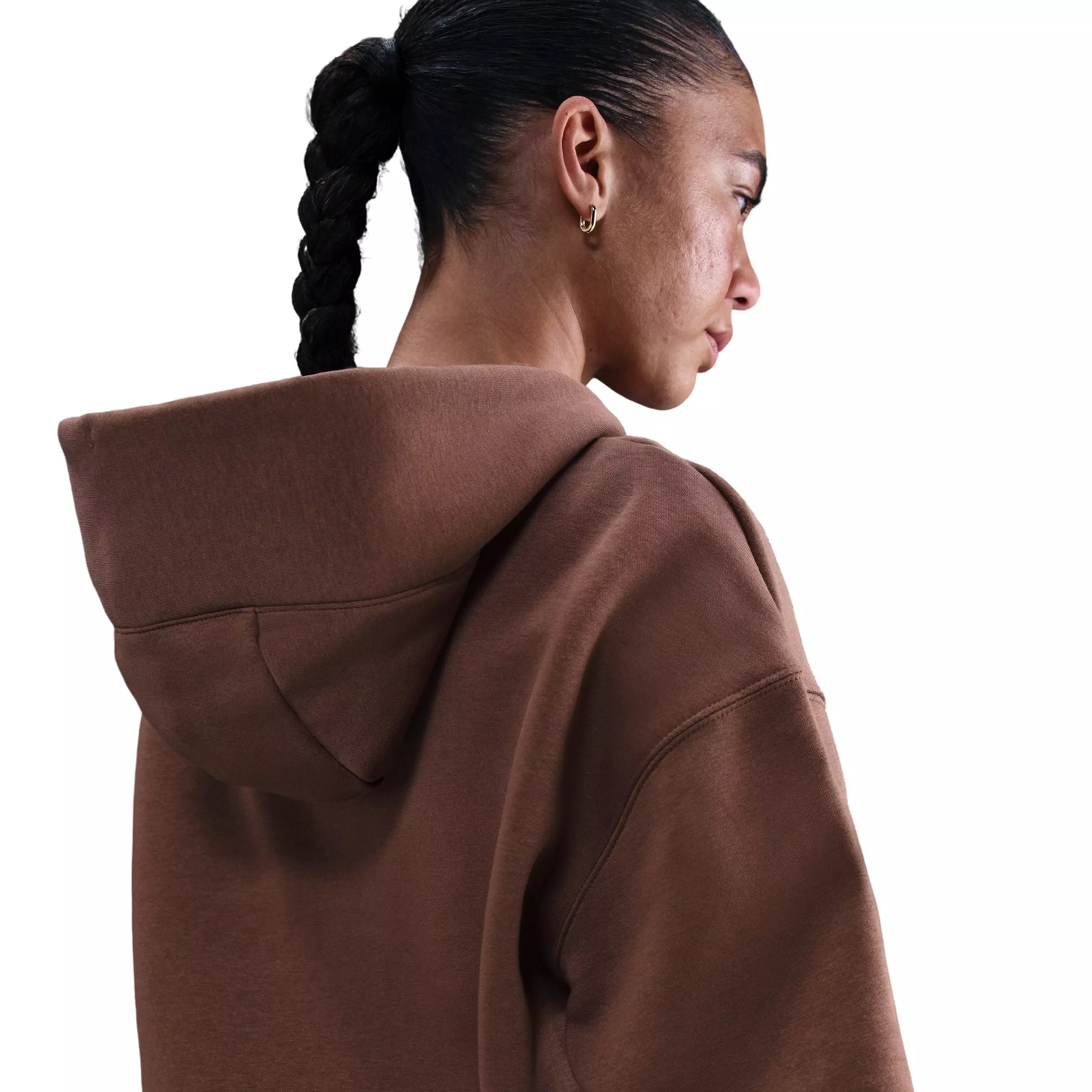 Nike Women's Sportswear Phoenix Fleece Oversized Full-Zip Jacket -Brown - BROWN