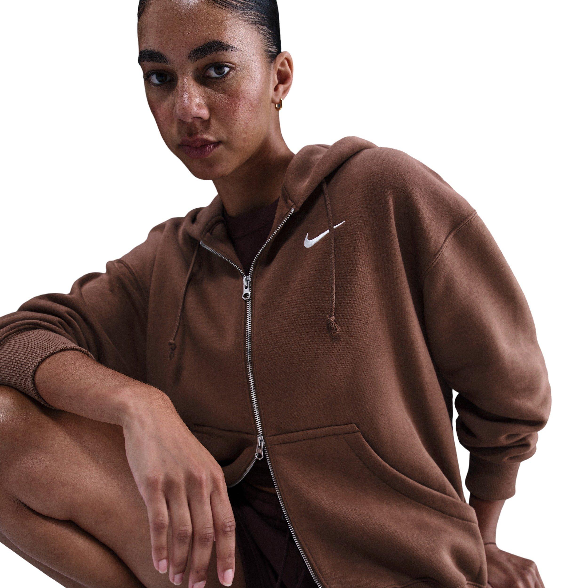 Nike Women's Sportswear Phoenix Fleece Oversized Full-Zip Jacket - Brown - BROWN Thumbnail View 3