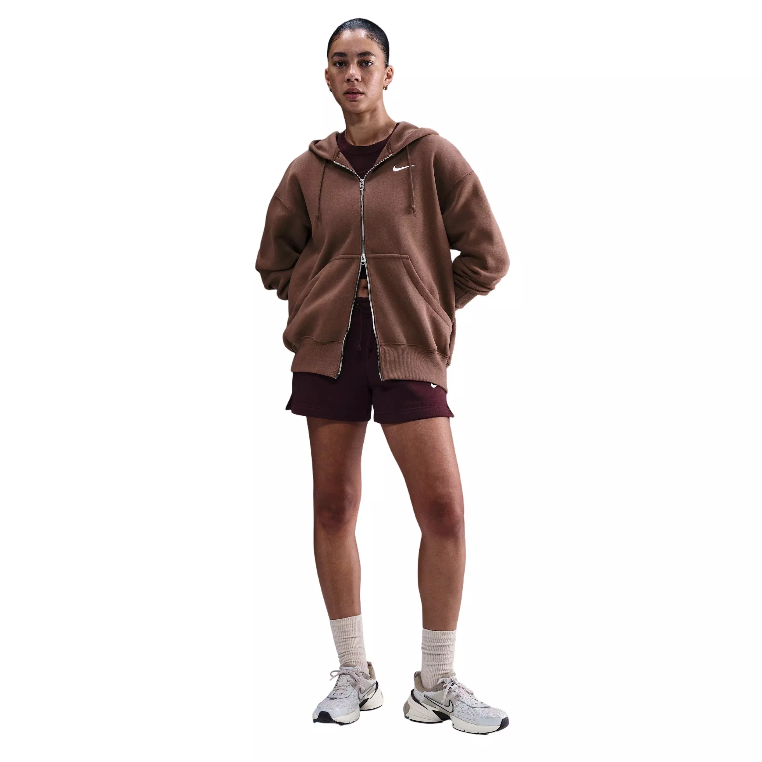 Nike Women's Sportswear Phoenix Fleece Oversized Full-Zip Jacket - Brown - BROWN