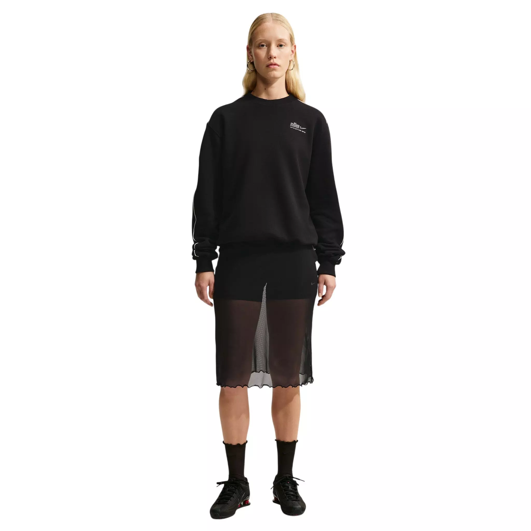 Nike Women's Studio Fleece Med-Weight 'Graphic Pack" "Athletic Dept" Crew - Black - BLACK