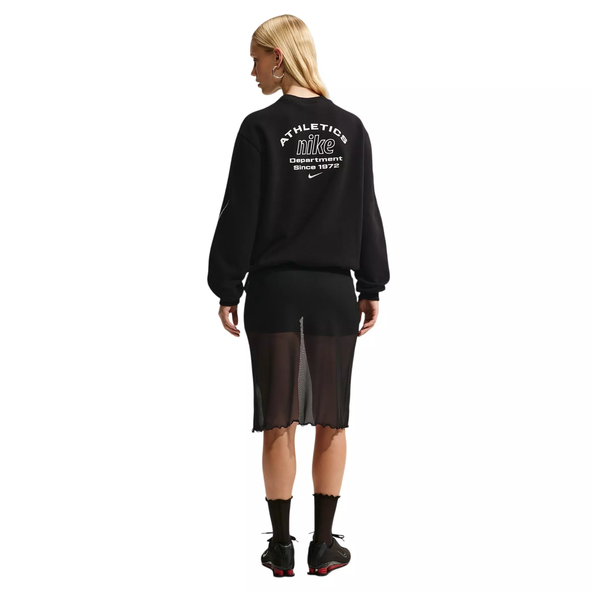 Nike Women's Studio Fleece Med-Weight 'Graphic Pack" "Athletic Dept" Crew - Black - BLACK
