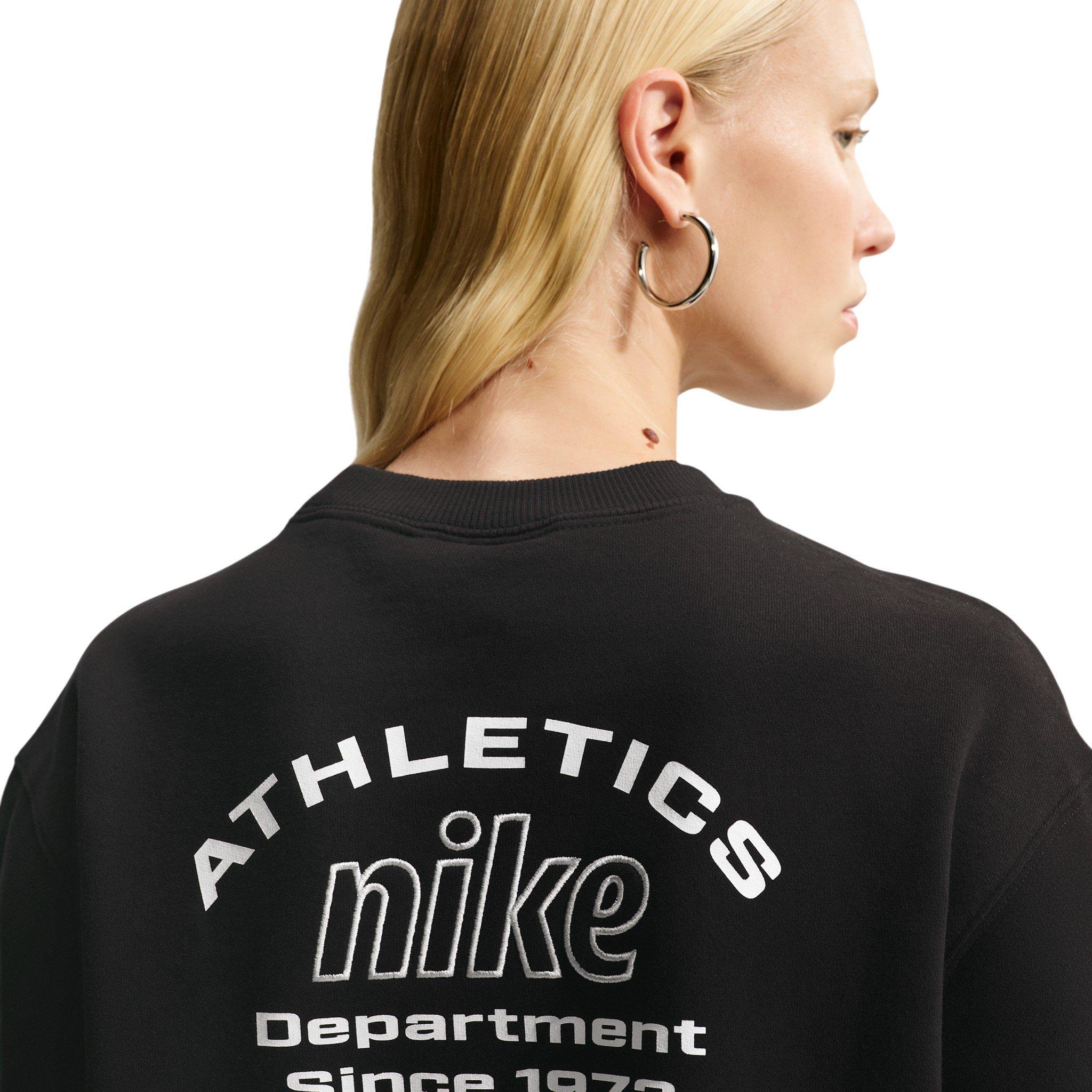 Nike Women's Studio Fleece Med-Weight 'Graphic Pack" "Athletic Dept" Crew - Black - BLACK