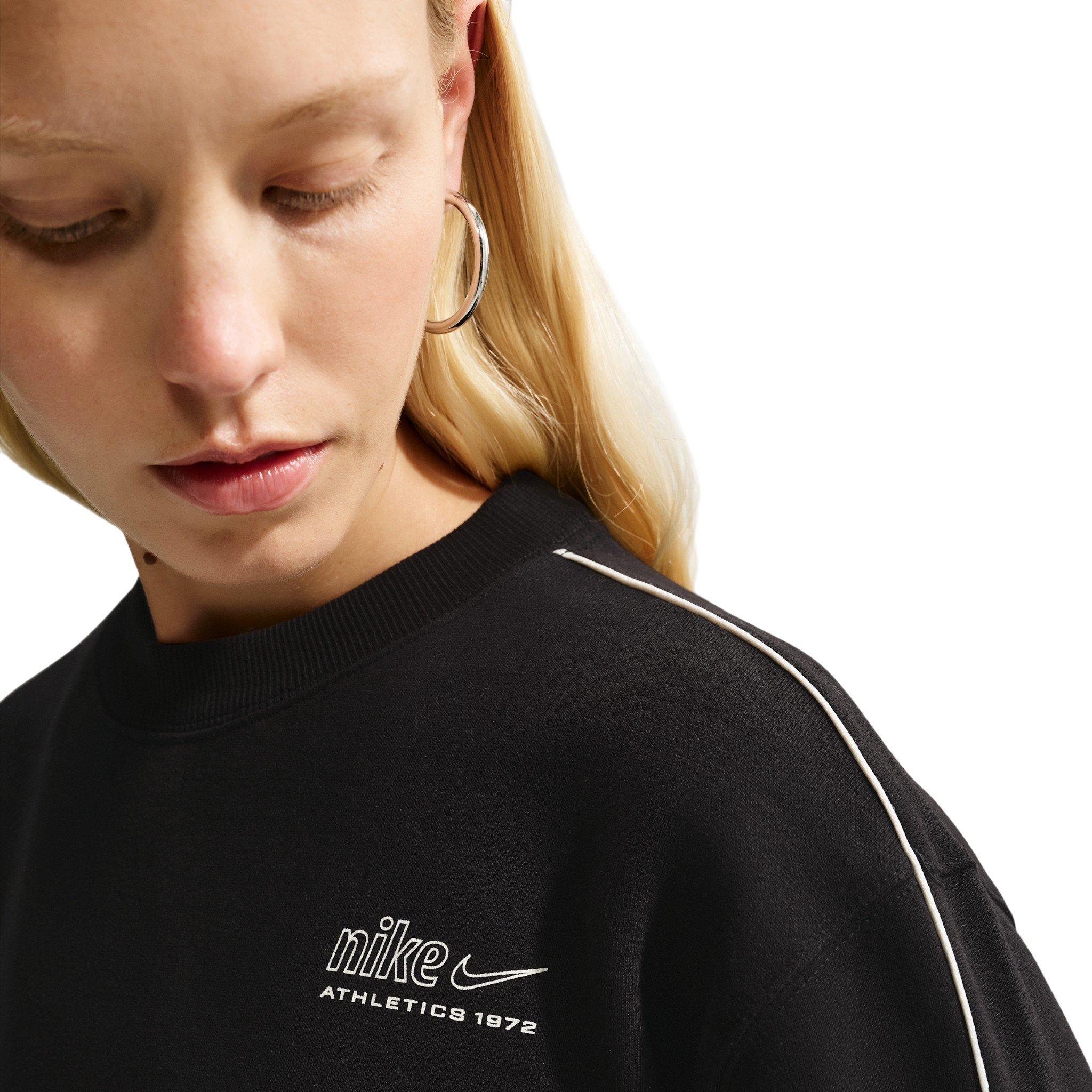 Nike Women's Studio Fleece Med-Weight 'Graphic Pack" "Athletic Dept" Crew - Black - BLACK