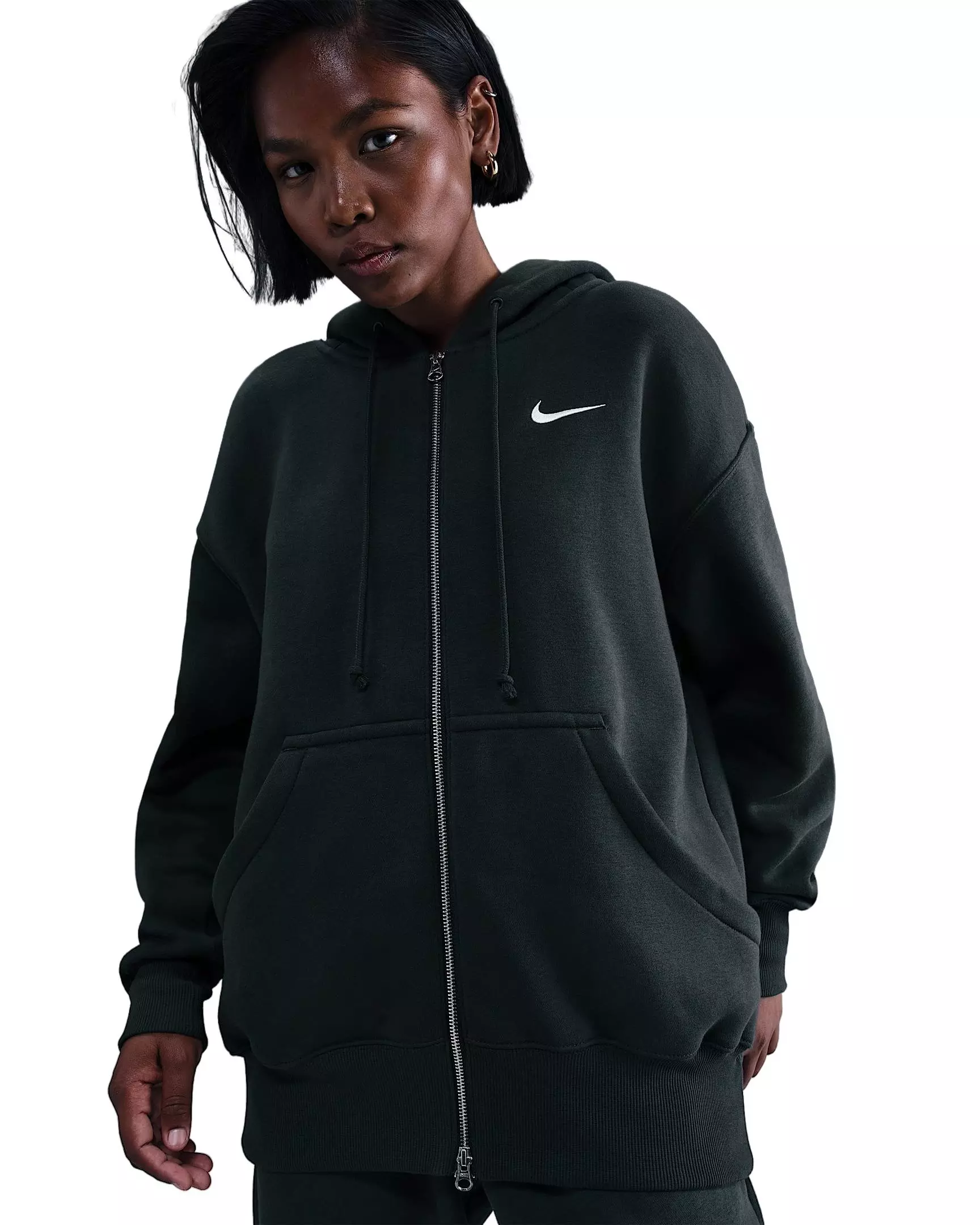 Nike Women's Sportswear Phoenix Fleece Oversized Full-Zip Jacket - Seaweed Green - SEAWEED GREEN
