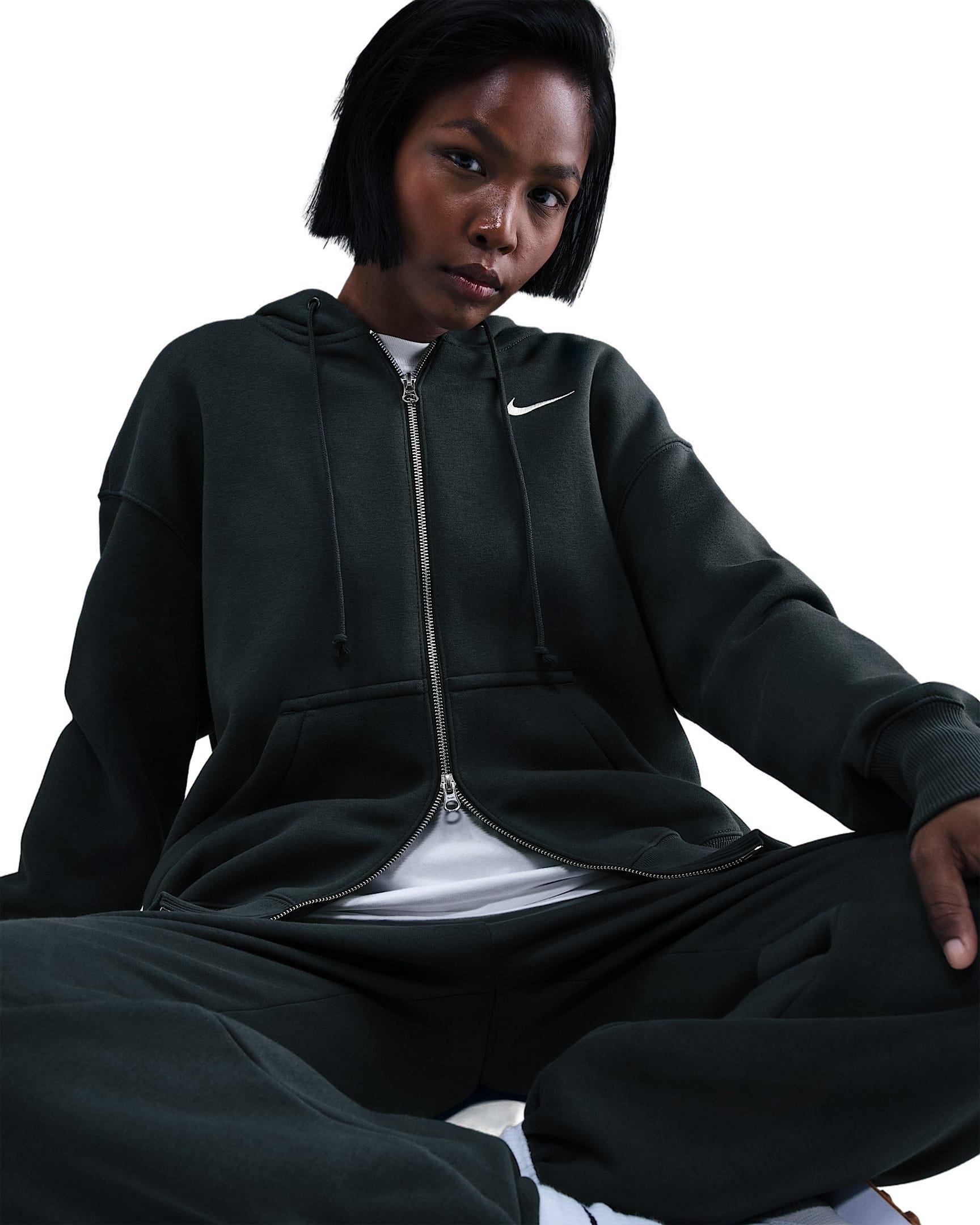 Nike Women's Sportswear Phoenix Fleece Oversized Full-Zip Jacket - Seaweed Green - SEAWEED GREEN Thumbnail View 3