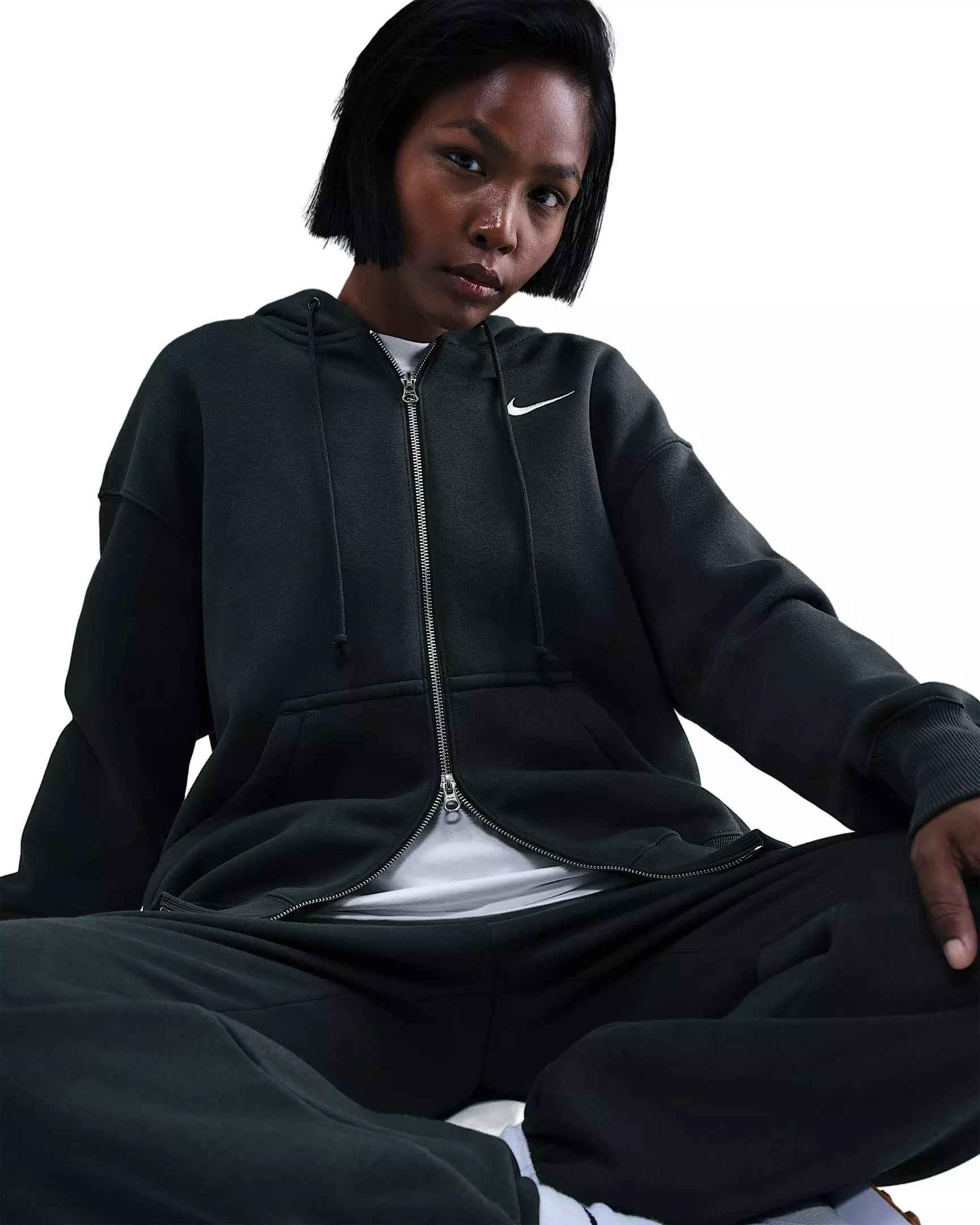 Nike Women's Sportswear Phoenix Fleece Oversized Full-Zip Jacket - Seaweed Green - SEAWEED GREEN