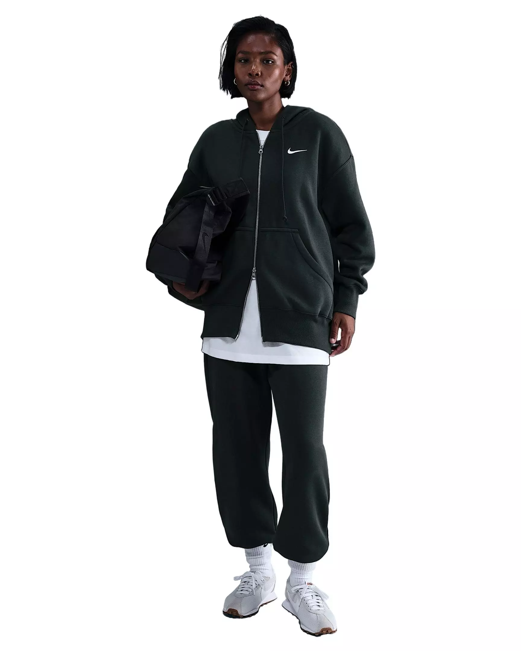 Nike Women's Sportswear Phoenix Fleece Oversized Full-Zip Jacket - Seaweed Green - SEAWEED GREEN