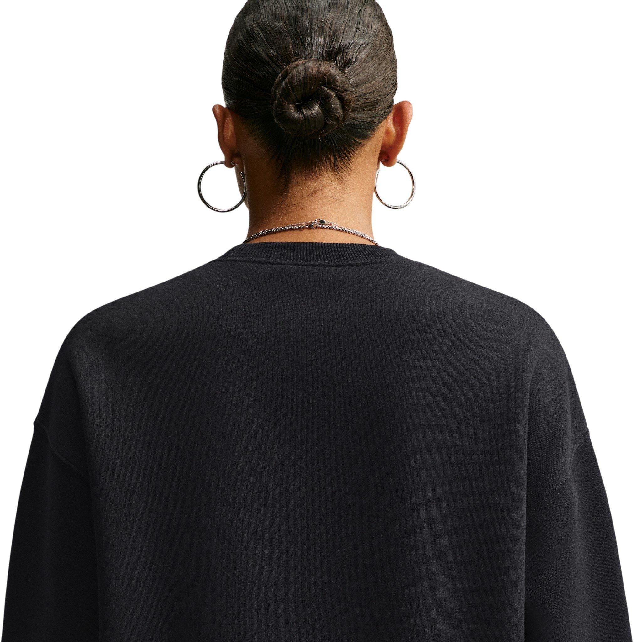 Nike Women's Studio Fleece Med-Weight 'Graphic Pack" Oversized Embossed Crew - Black - BLACK