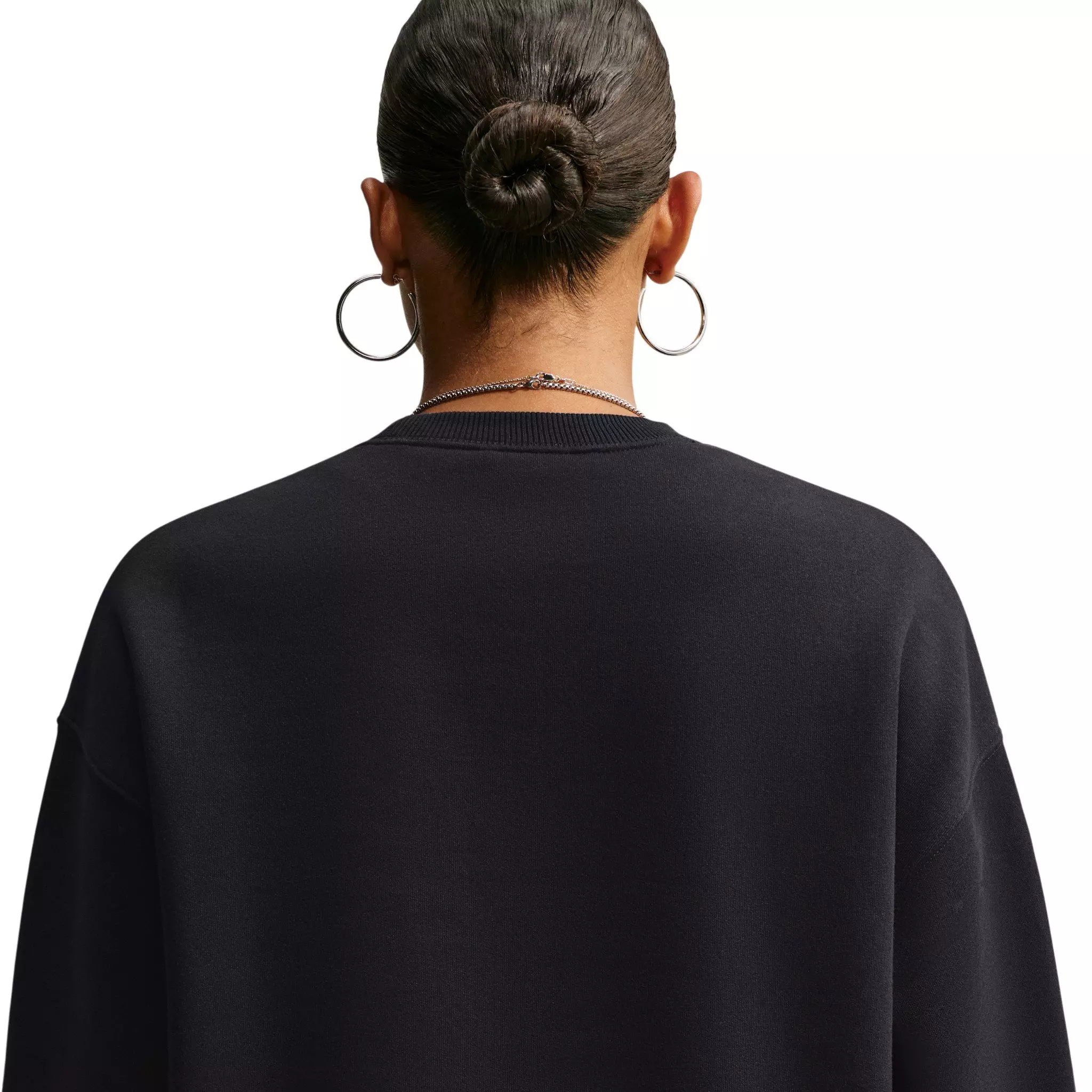 Nike Women's Studio Fleece Med-Weight 'Graphic Pack" Oversized Embossed Crew - Black - BLACK