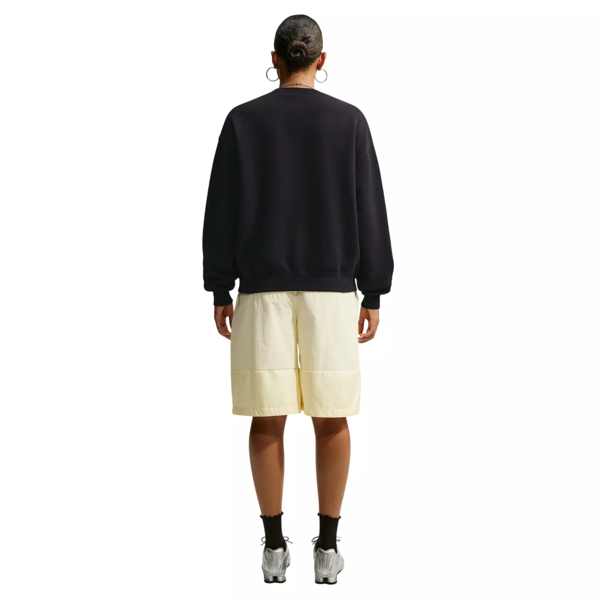 Nike Women's Studio Fleece Med-Weight 'Graphic Pack" Oversized Embossed Crew - Black - BLACK