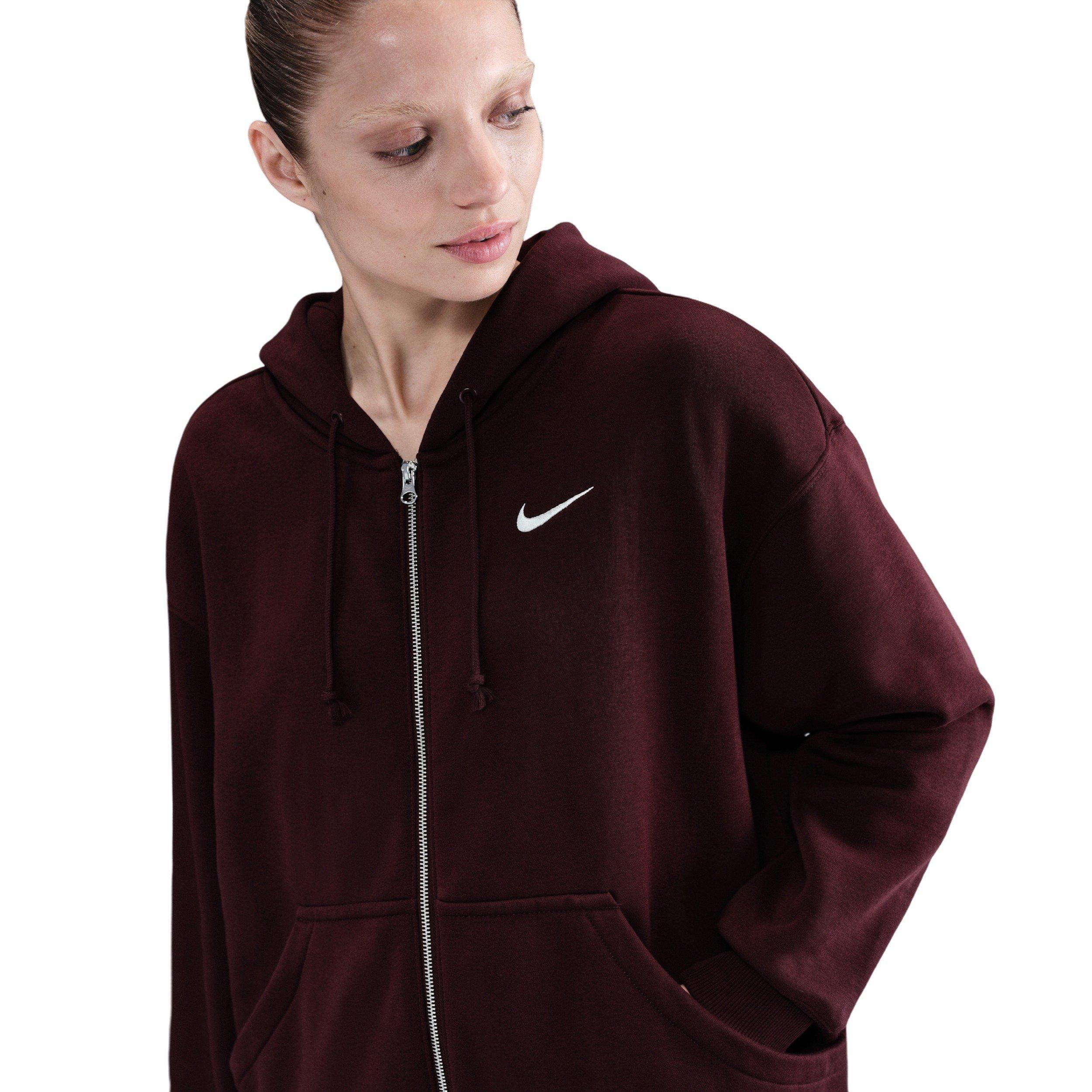 Nike Women's Sportswear Phoenix Fleece Oversized Full-Zip Jacket - Burgundy - BURGUNDY Thumbnail View 1