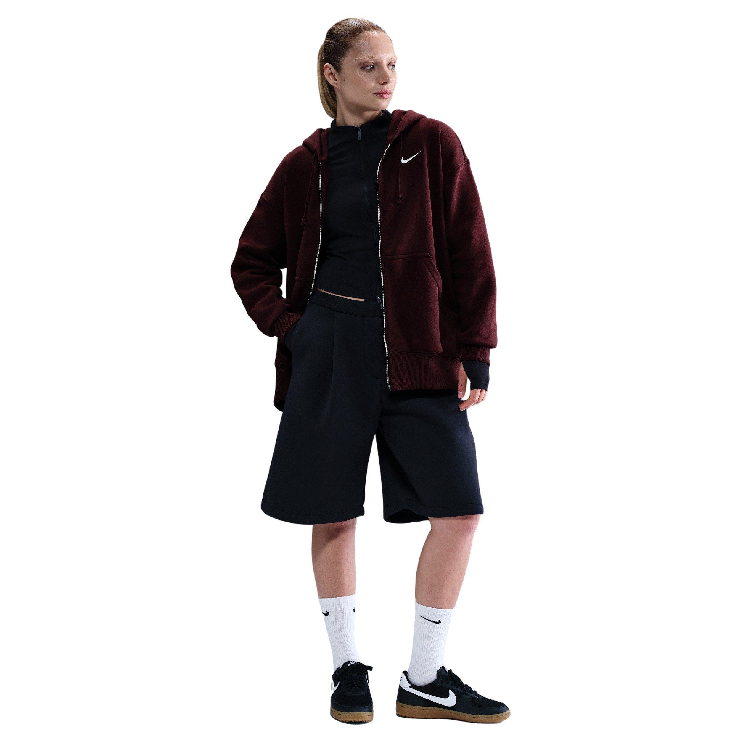 Nike Women's Sportswear Phoenix Fleece Oversized Full-Zip Jacket - Burgundy - BURGUNDY Thumbnail View 4