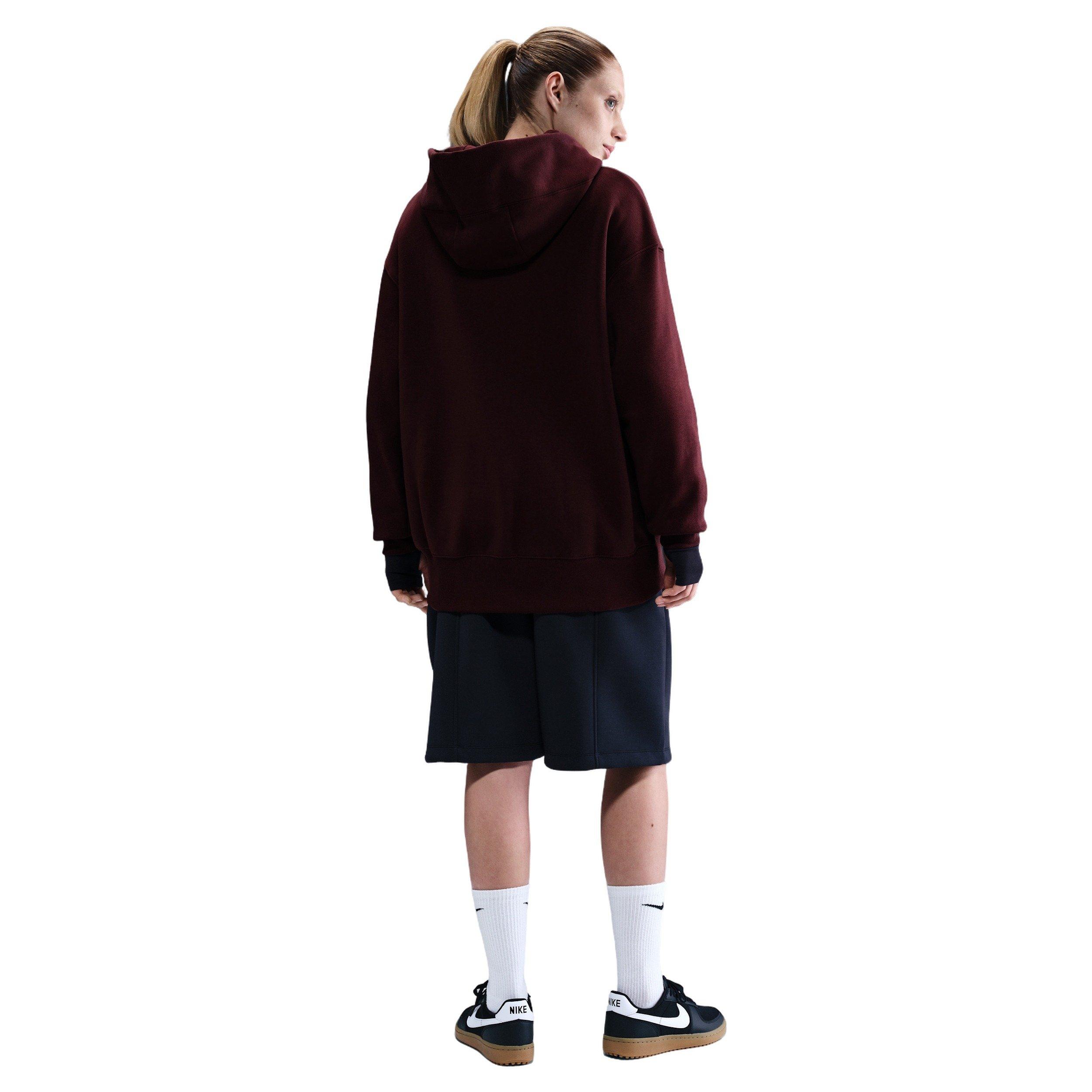 Nike Women's Sportswear Phoenix Fleece Oversized Full-Zip Jacket -Burgundy - BURGUNDY Thumbnail View 5