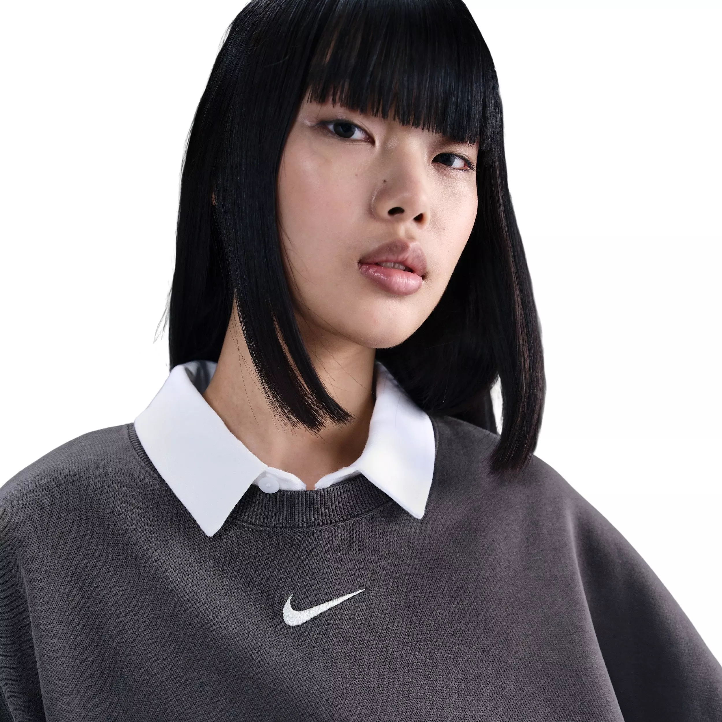 Nike Women's Sportswear Phoenix Fleece Over-oversized Crew-Neck Sweatshirt -Grey - GREY