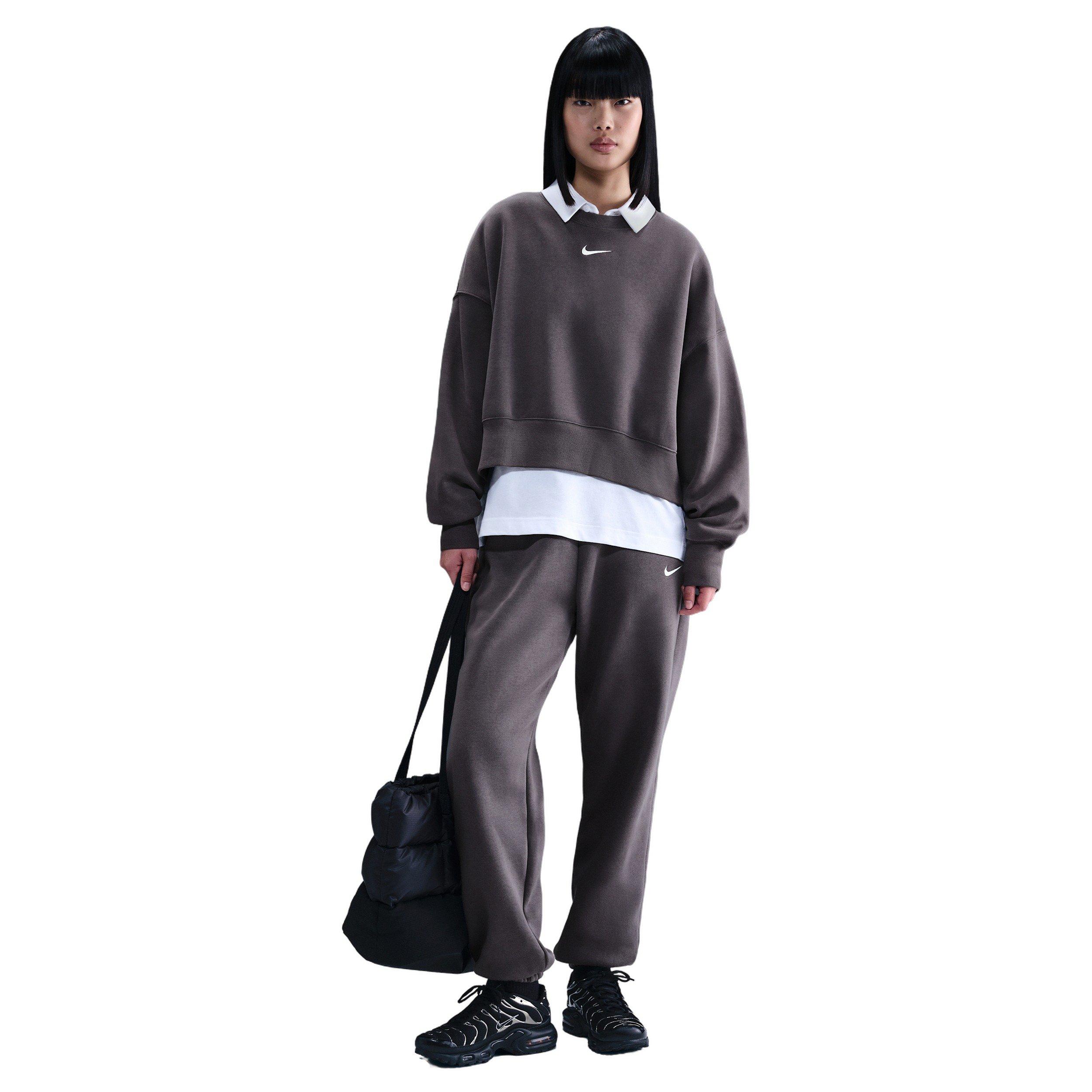 Nike Women's Sportswear Phoenix Fleece Over-oversized Crew-Neck Sweatshirt - Grey - GREY Thumbnail View 4