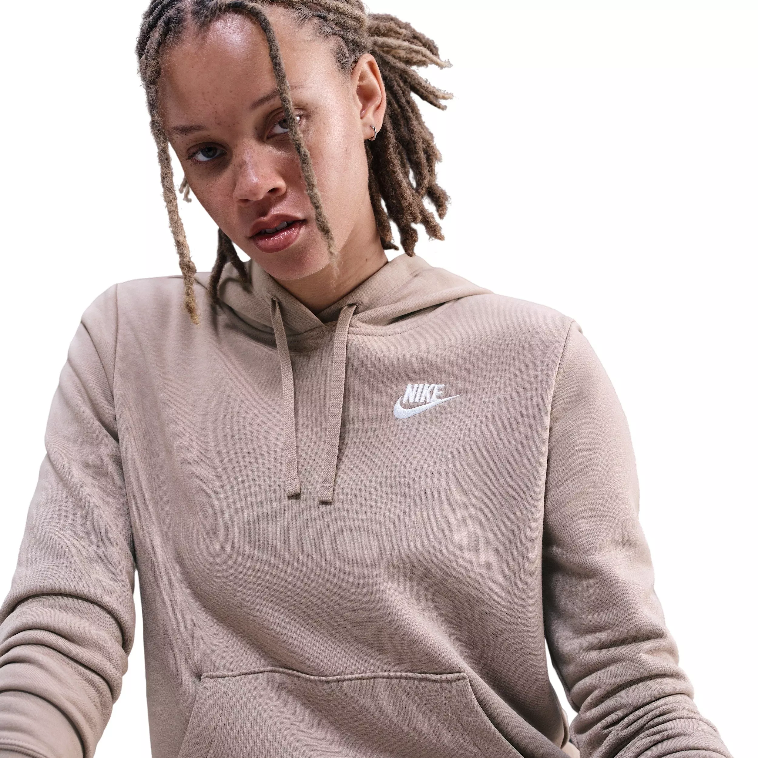 Nike Women's Sportswear Club Fleece Pullover Hoodie -Brown - BROWN