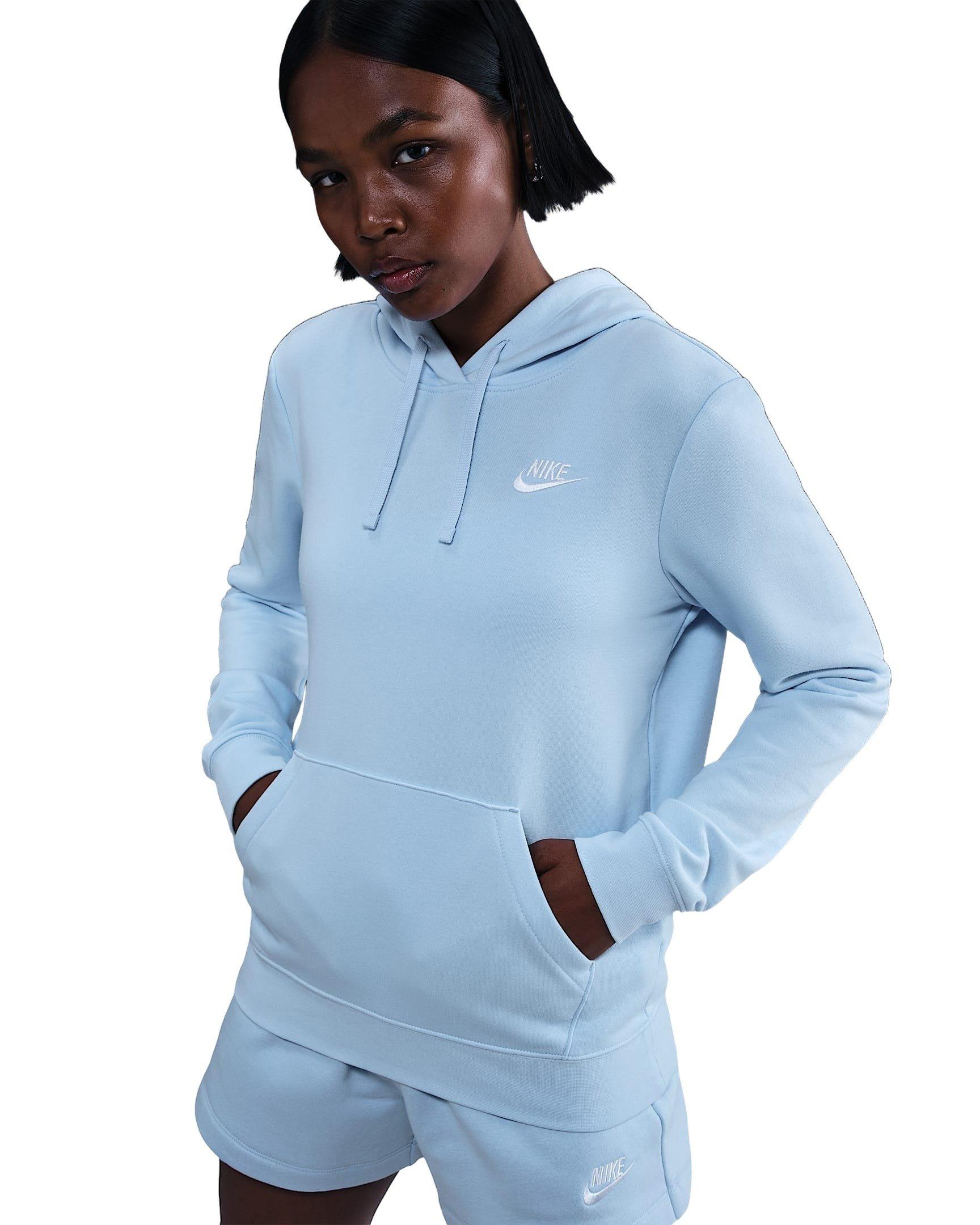 Nike Women's Sportswear Club Fleece Pullover Hoodie -Lt Blue - LT BLUE Thumbnail View 1
