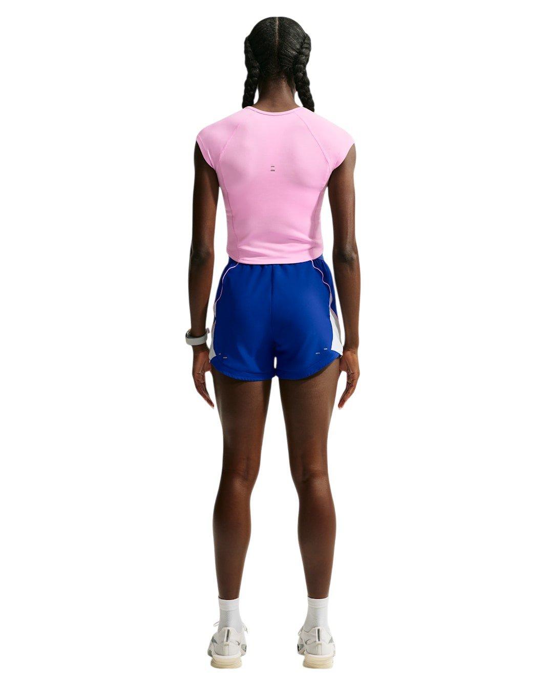 Nike Women's Tempo Swoosh Dri-FIT Cap-Sleeve Running Top - Pink/Blue - PINK/BLUE Thumbnail View 5