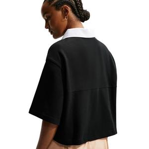 Nike Women's Sportswear Oversized Short Sleeve Polo - Black/White - BLACK/WHITE