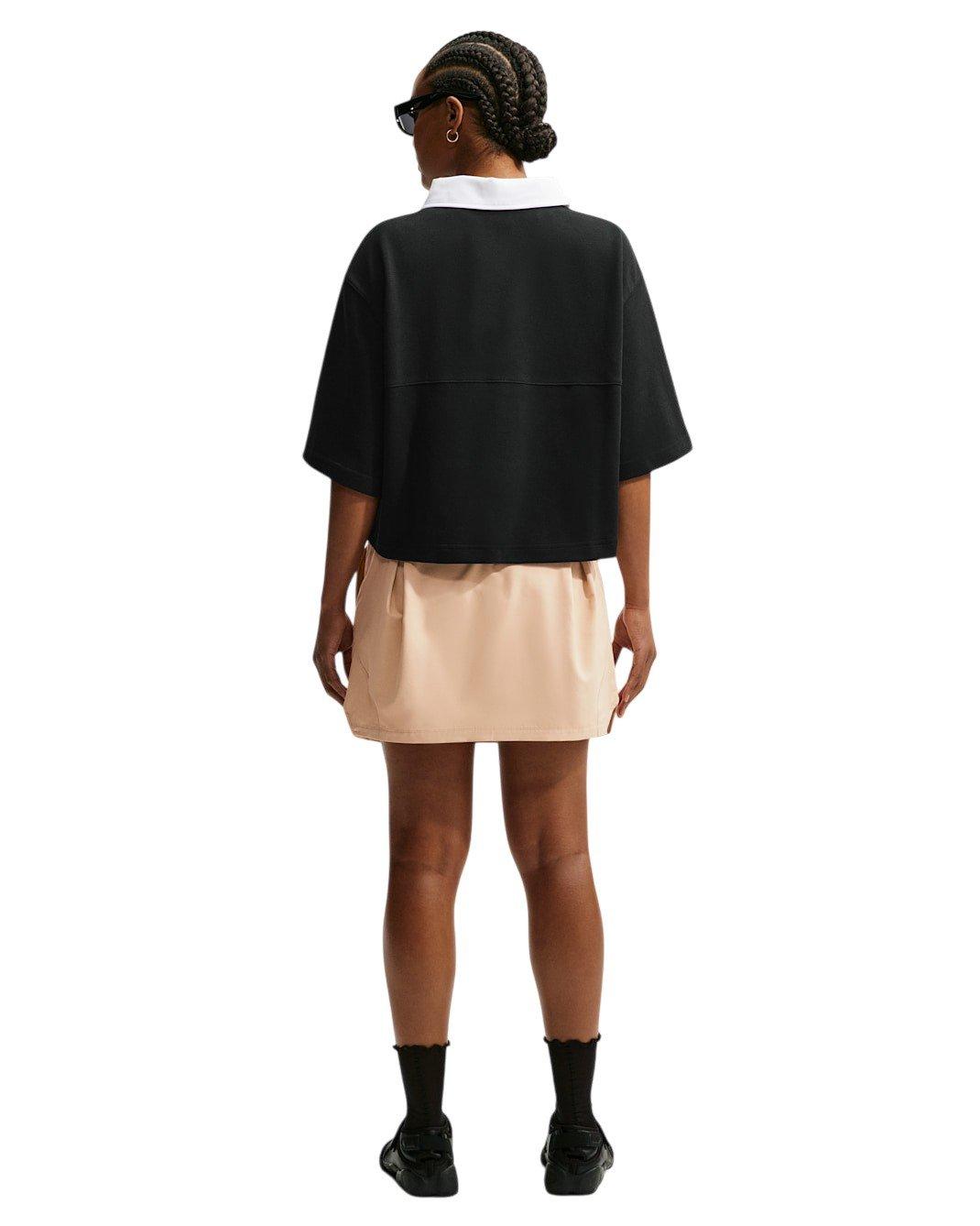 Nike Women's Sportswear Oversized Short Sleeve Polo - Black/White - BLACK/WHITE