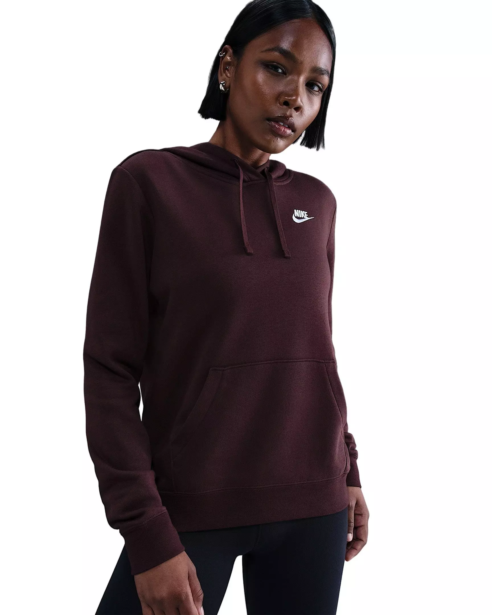 Nike Women's Sportswear Club Fleece Pullover Hoodie - Burgundy - BURGUNDY