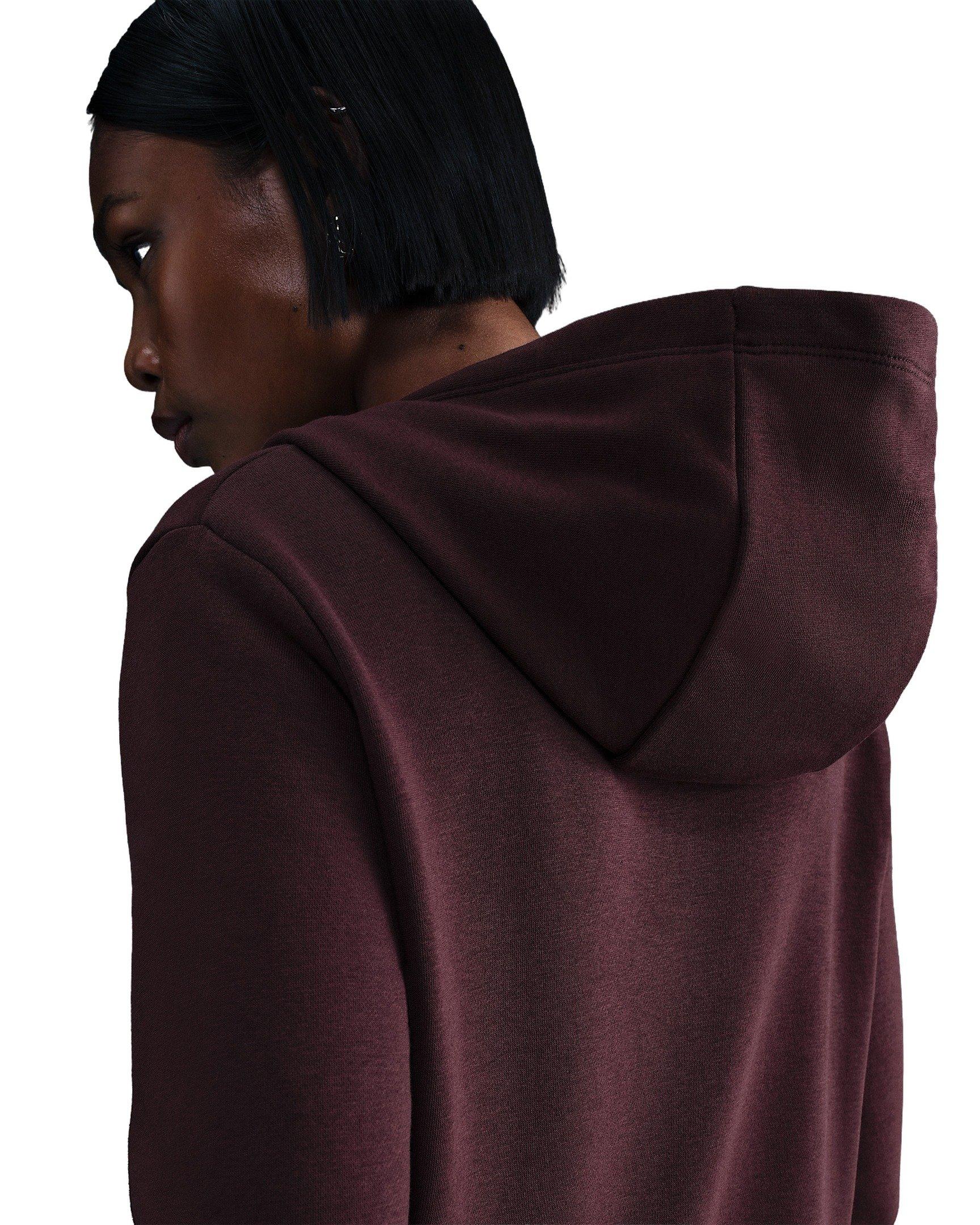 Nike Women's Sportswear Club Fleece Pullover Hoodie -Burgundy - BURGUNDY Thumbnail View 2