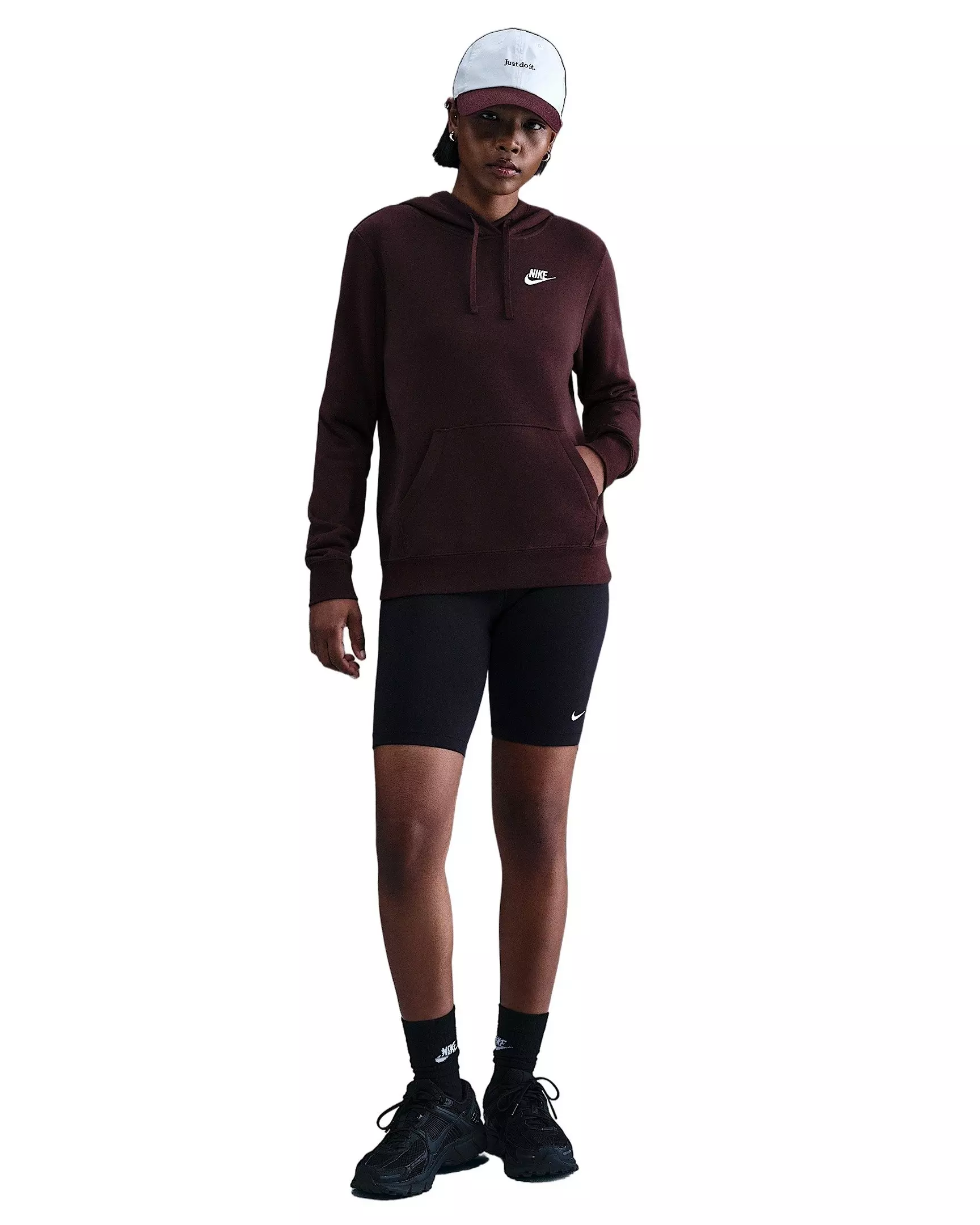 Nike Women's Sportswear Club Fleece Pullover Hoodie - Burgundy - BURGUNDY