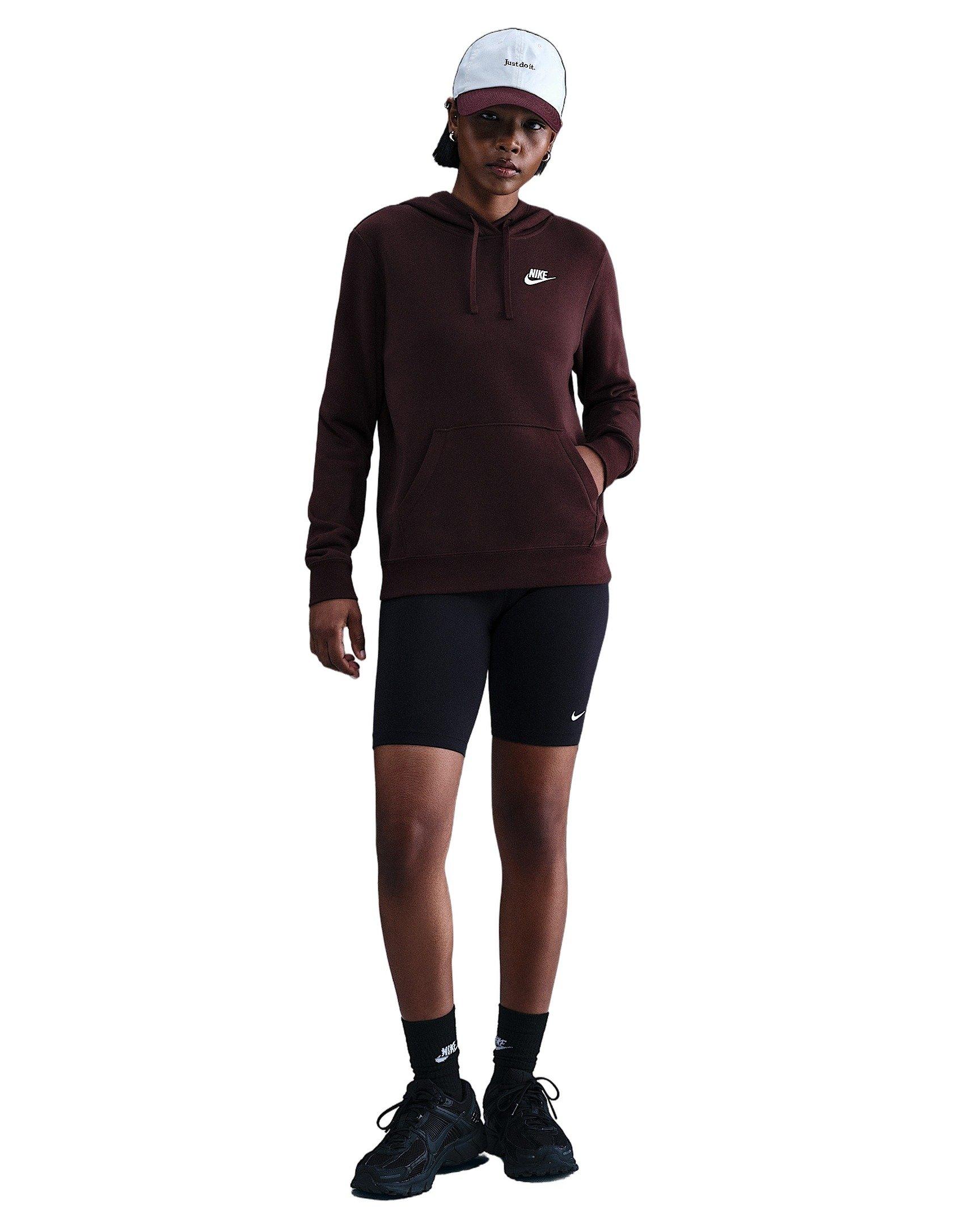 Nike Women's Sportswear Club Fleece Pullover Hoodie -Burgundy - BURGUNDY Thumbnail View 4