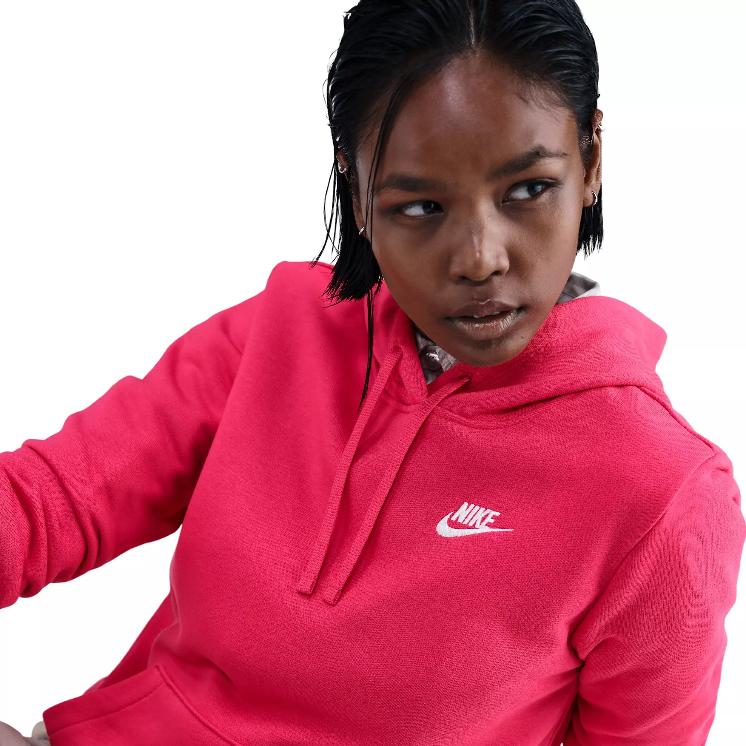 Nike Women's Sportswear Club Fleece Pullover Hoodie - Pink - PINK