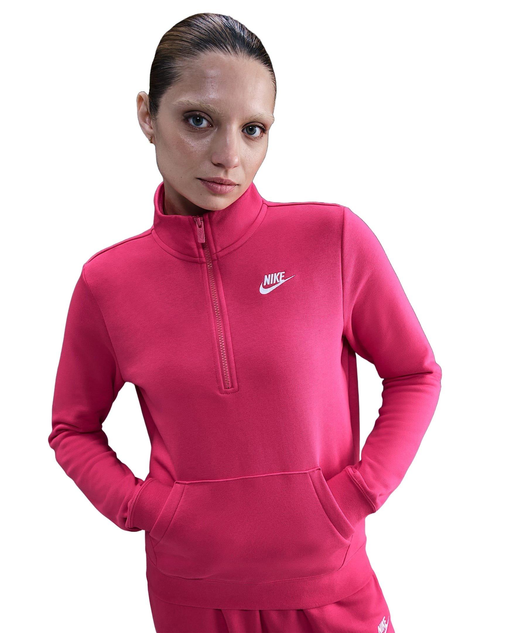 Nike Women's Sportswear Club Fleece Standard 1/2-Zip Sweatshirt -Pink - PINK Thumbnail View 1