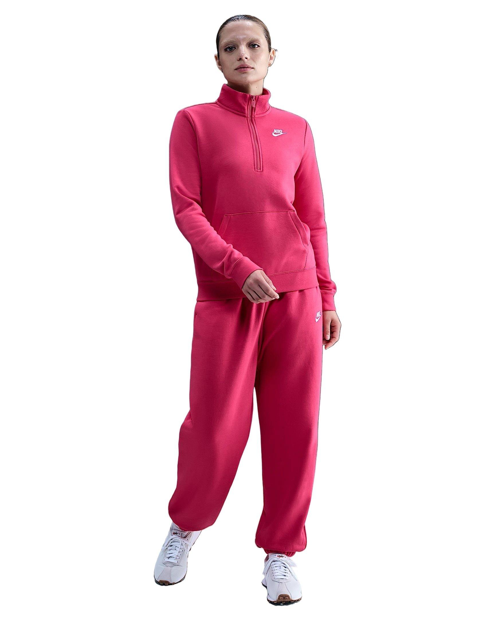 Nike Women's Sportswear Club Fleece Standard 1/2-Zip Sweatshirt -Pink - PINK Thumbnail View 4