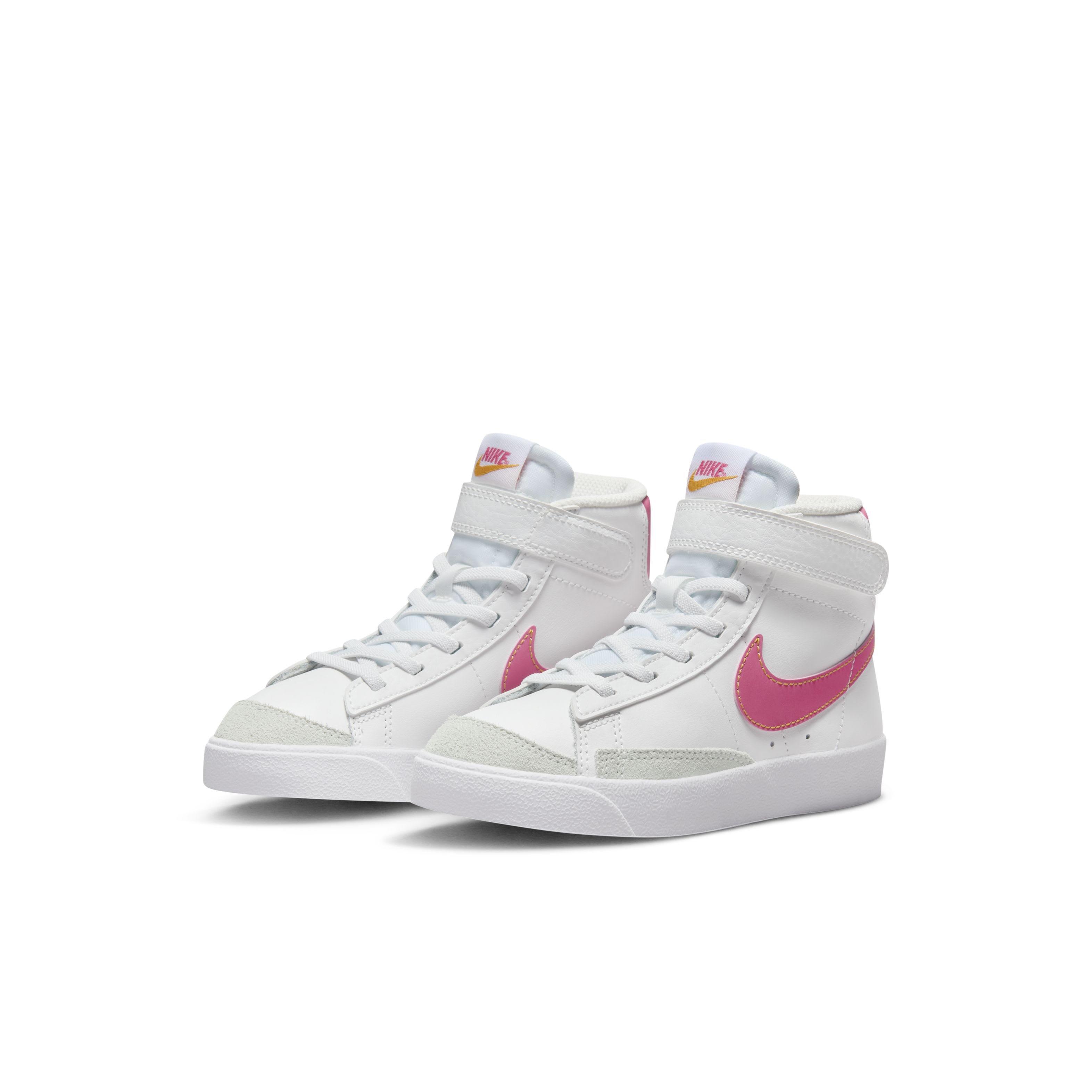 Nike Blazer Mid '77 "Summit White/University Gold/White/Pinksicle" Preschool Girls' Shoe - WHITE/GOLD/WHITE/PINKSICLE Thumbnail View 3