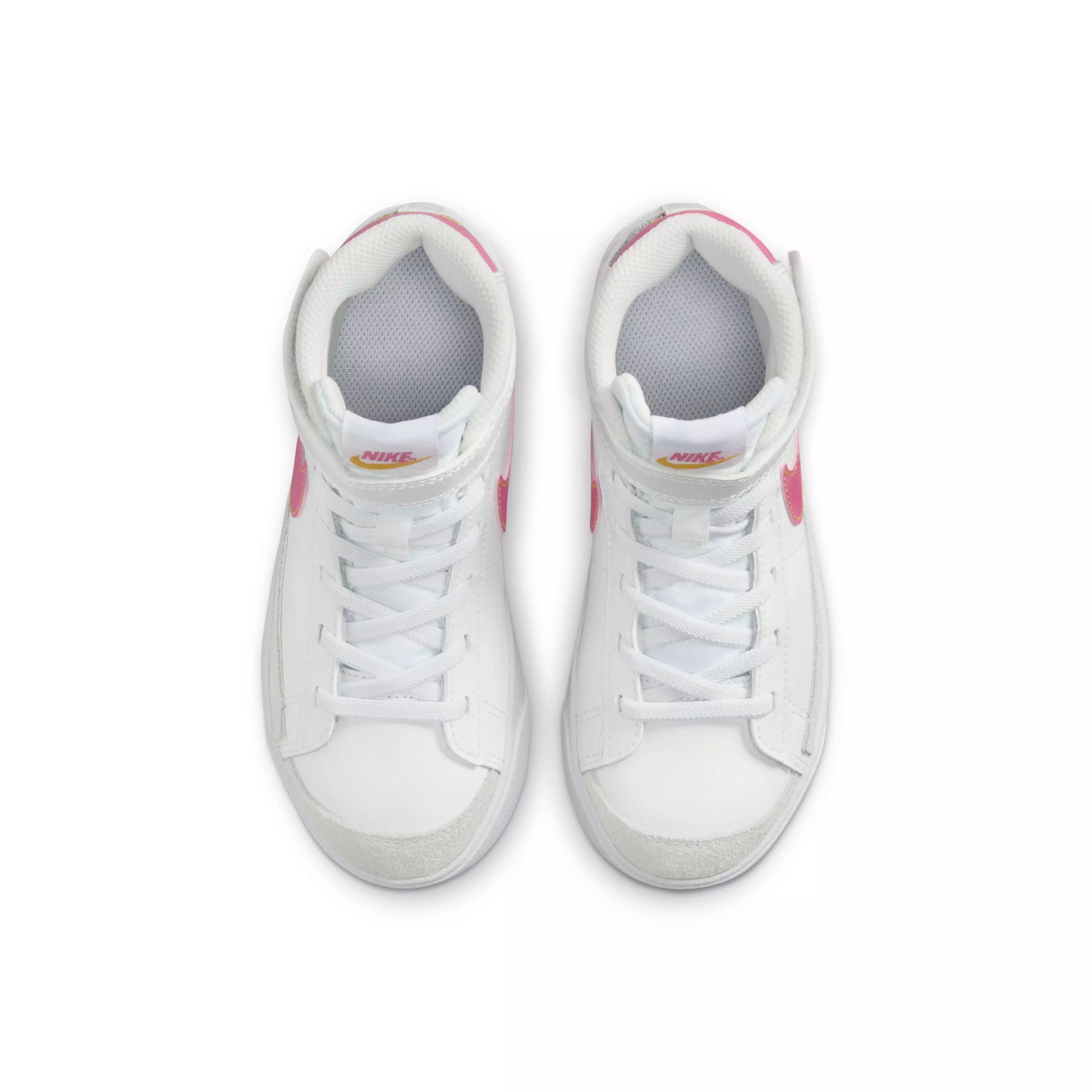 Nike Blazer Mid '77 "Summit White/University Gold/White/Pinksicle" Preschool Girls' Shoe - WHITE/GOLD/WHITE/PINKSICLE