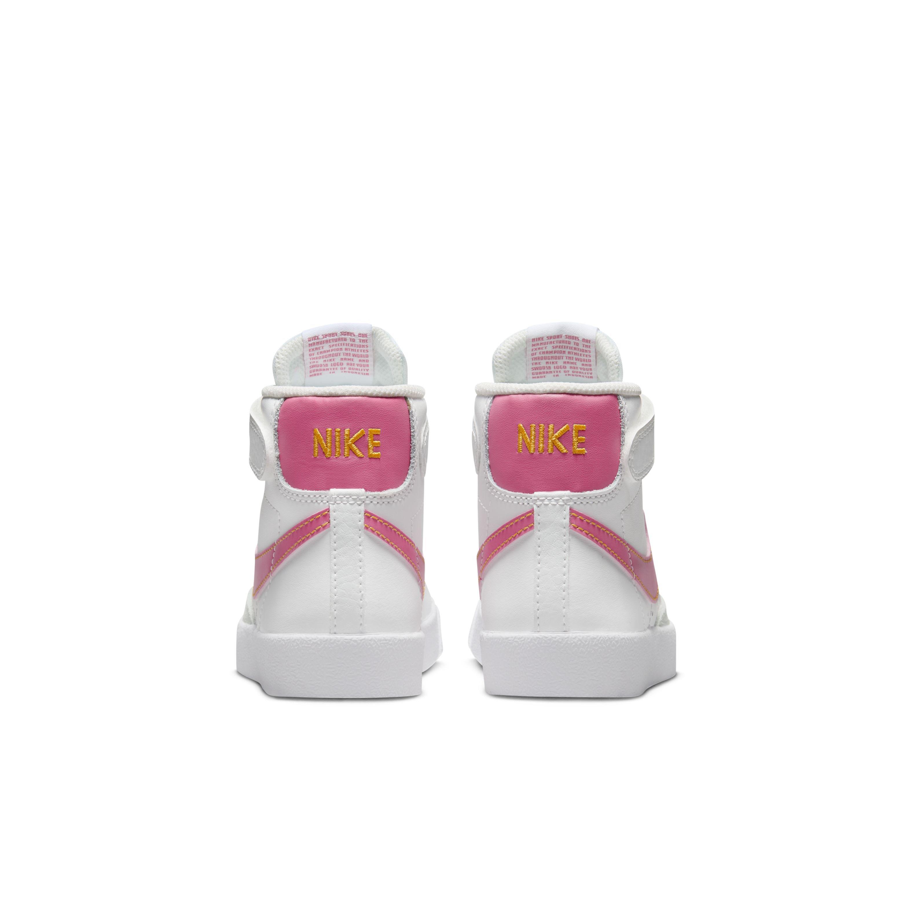 Nike Blazer Mid '77 "Summit White/University Gold/White/Pinksicle" Preschool Girls' Shoe - WHITE/GOLD/WHITE/PINKSICLE Thumbnail View 5