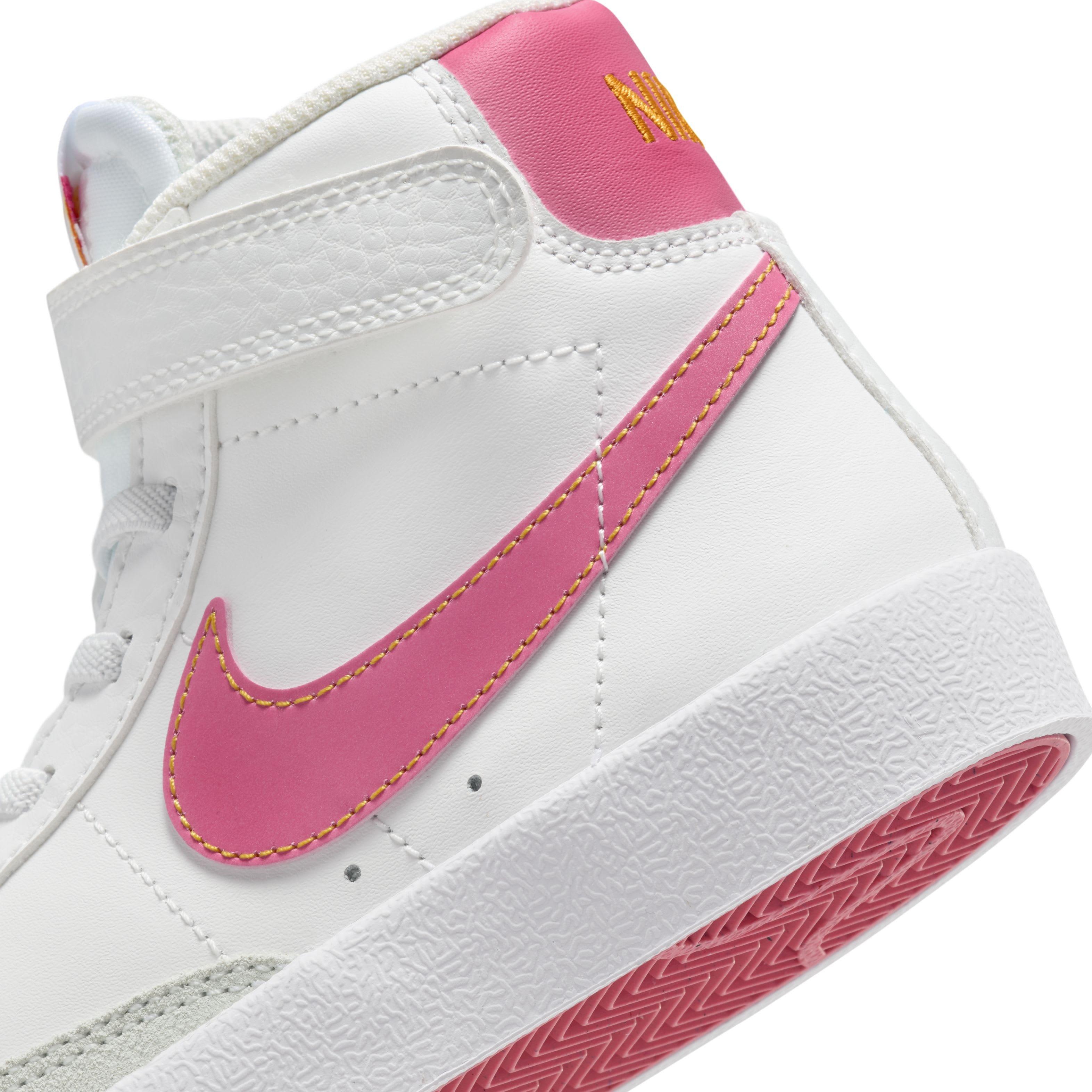 Nike Blazer Mid '77 "Summit White/University Gold/White/Pinksicle" Preschool Girls' Shoe - WHITE/GOLD/WHITE/PINKSICLE Thumbnail View 8