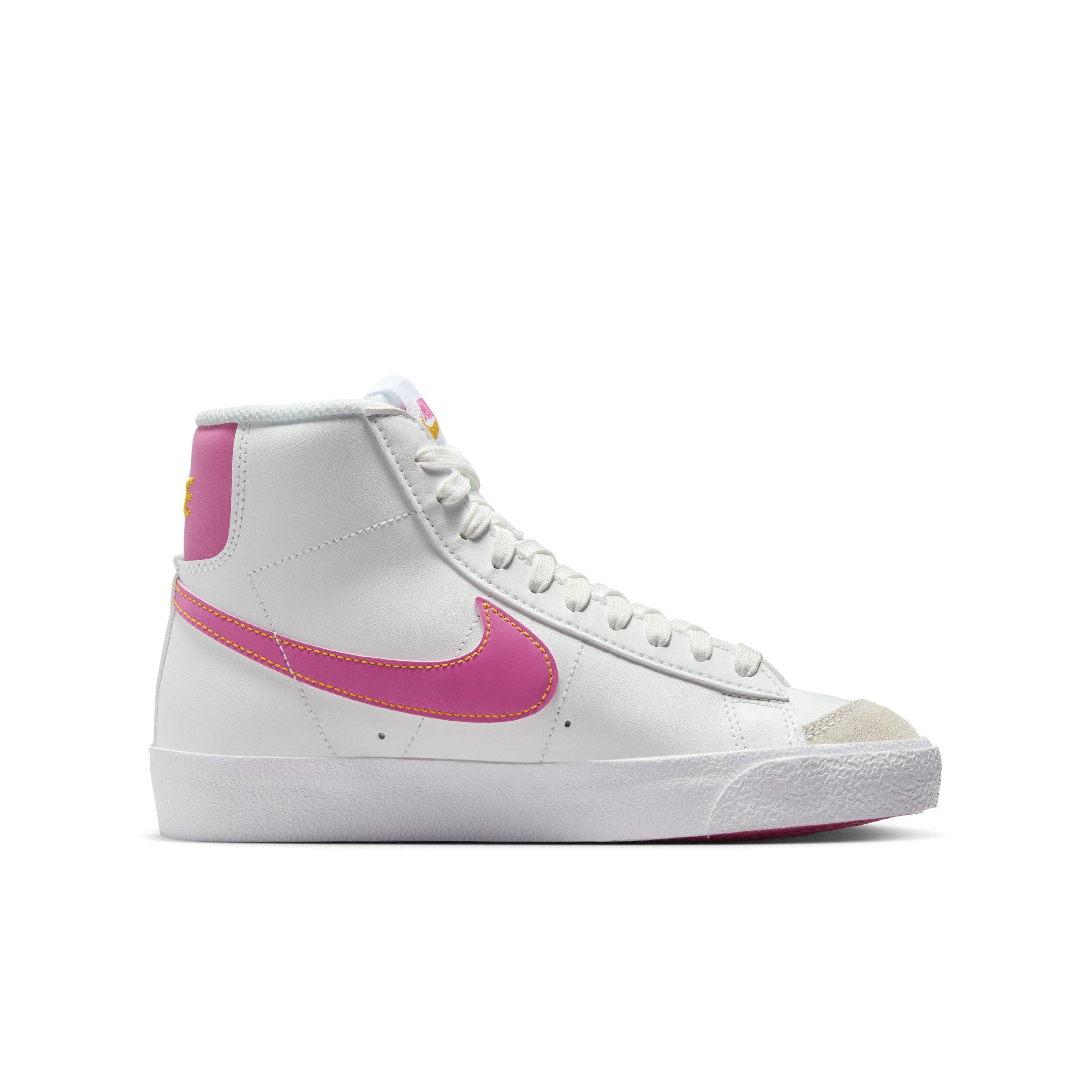 Nike Blazer Mid '77 "Summit White/University Gold/White/Pinksicle" Grade School Girls' Shoe - WHITE/GOLD/WHITE/PINKSICLE Thumbnail View 1