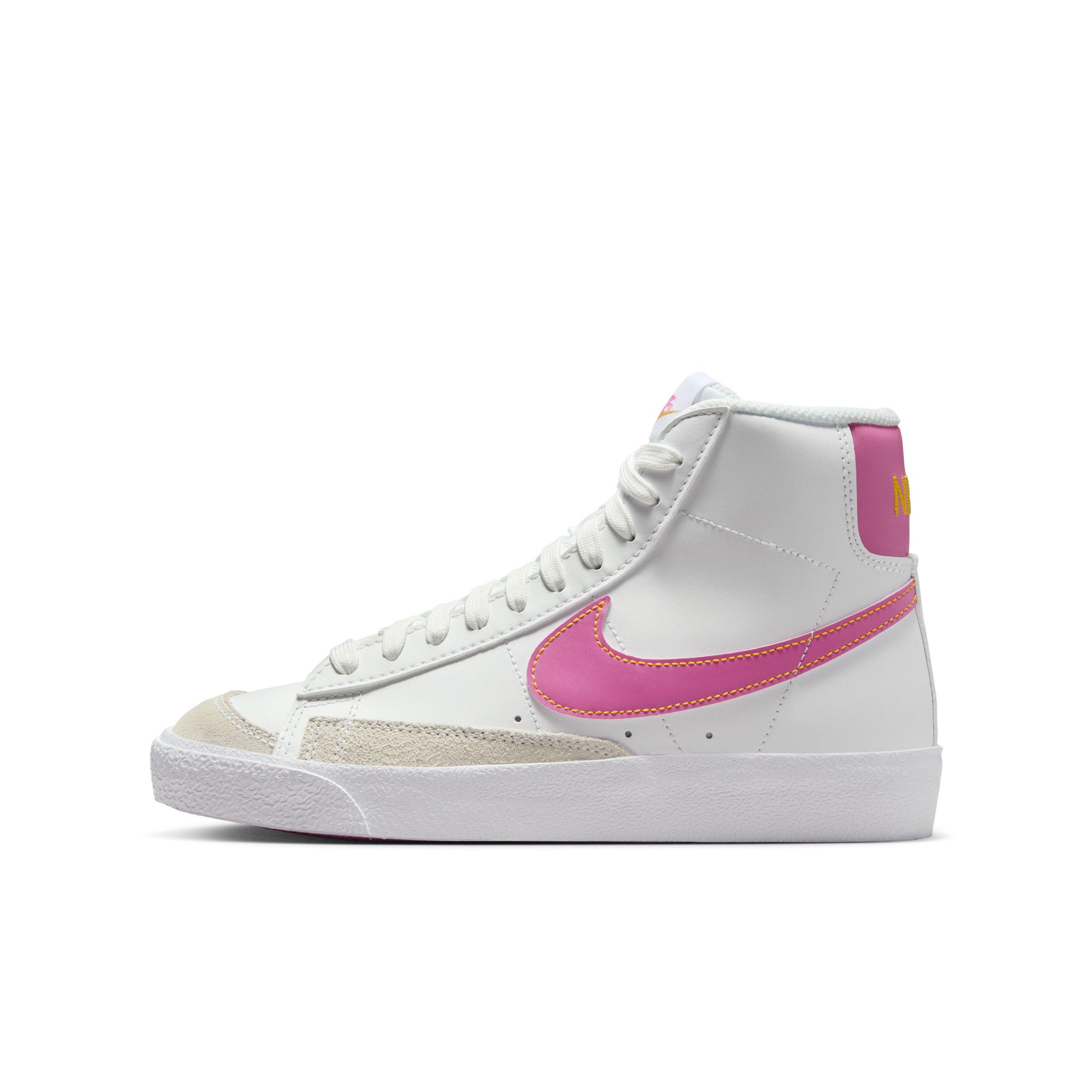 Nike Blazer Mid '77 "Summit White/University Gold/White/Pinksicle" Grade School Girls' Shoe - WHITE/GOLD/WHITE/PINKSICLE Thumbnail View 2
