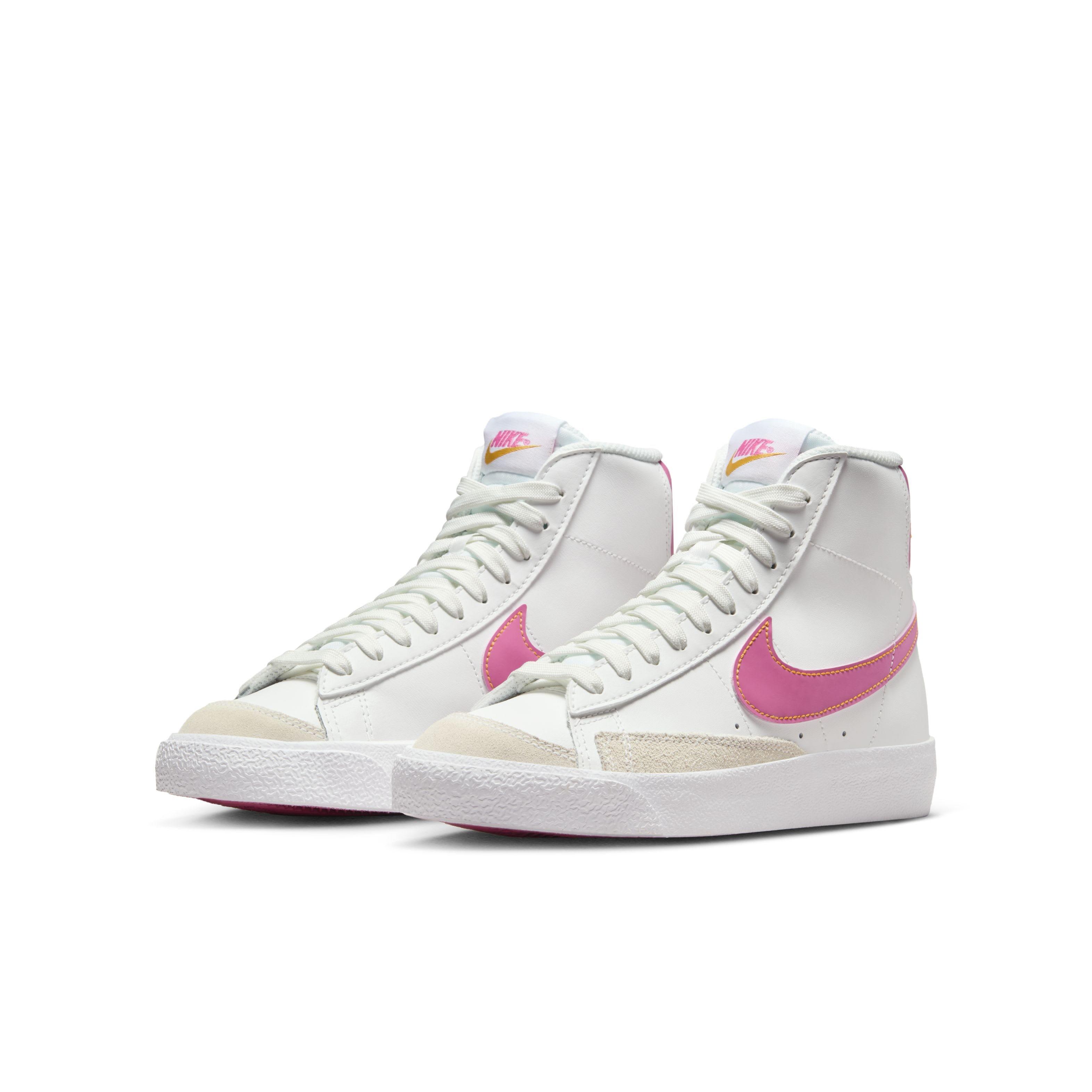 Nike Blazer Mid '77 "Summit White/University Gold/White/Pinksicle" Grade School Girls' Shoe - WHITE/GOLD/WHITE/PINKSICLE Thumbnail View 3
