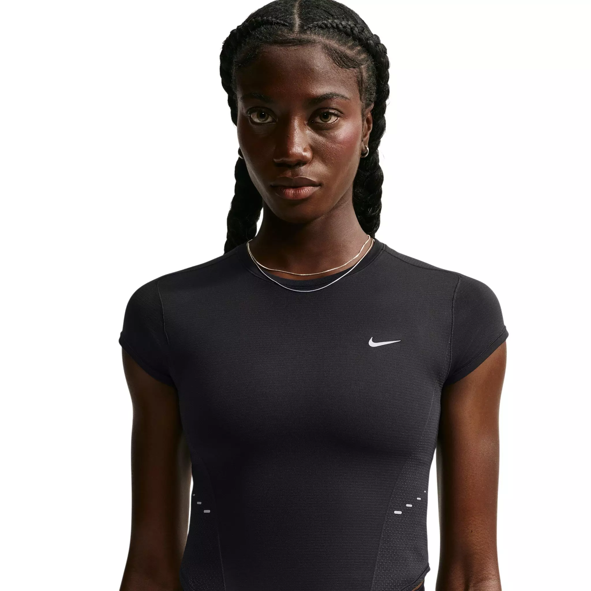 Nike Women's Swift Dri-FIT Seamless Short Sleeve Fitted Running Top - Black/Grey - BLACK/GREY