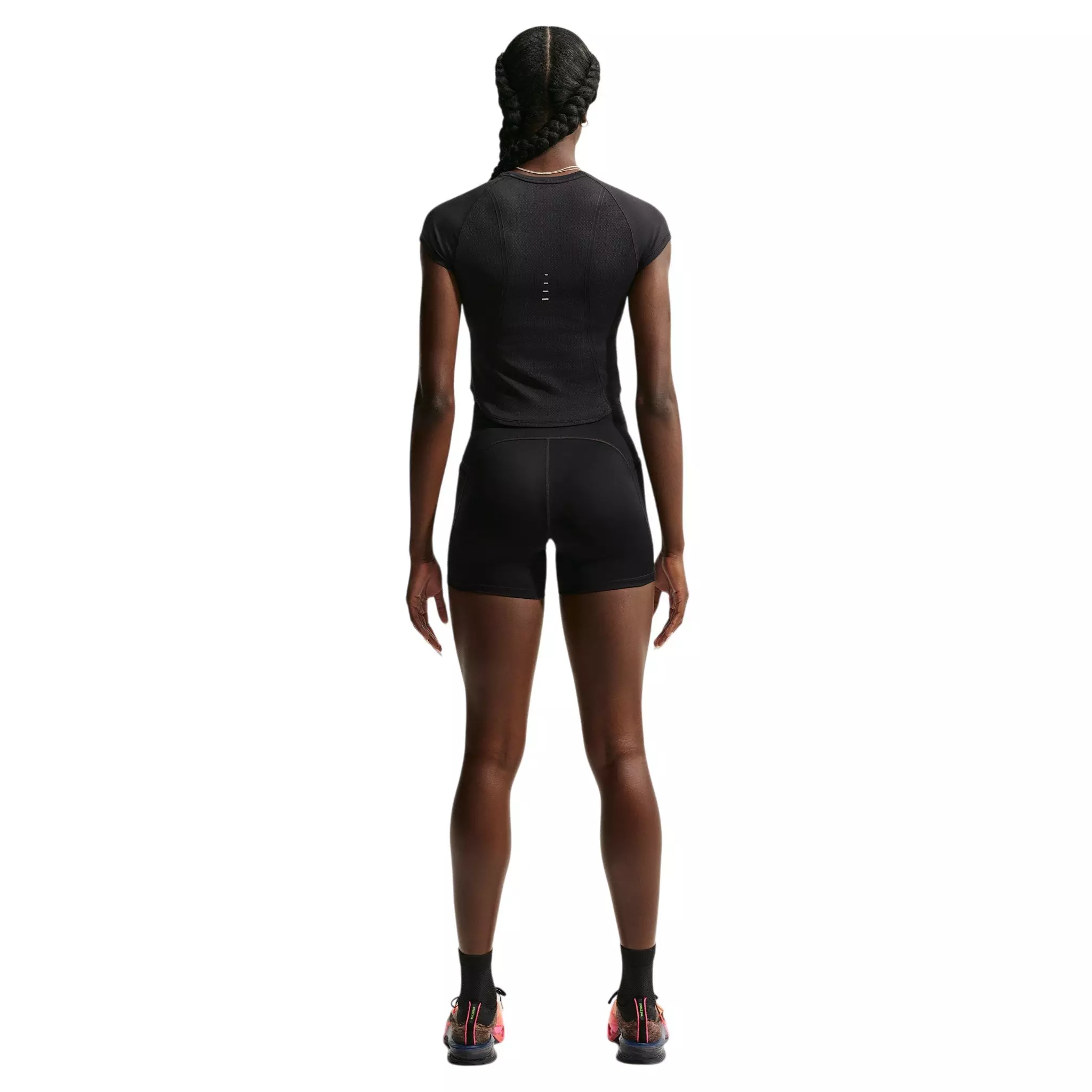 Nike Women's Swift Dri-FIT Seamless Short Sleeve Fitted Running Top - Black/Grey - BLACK/GREY